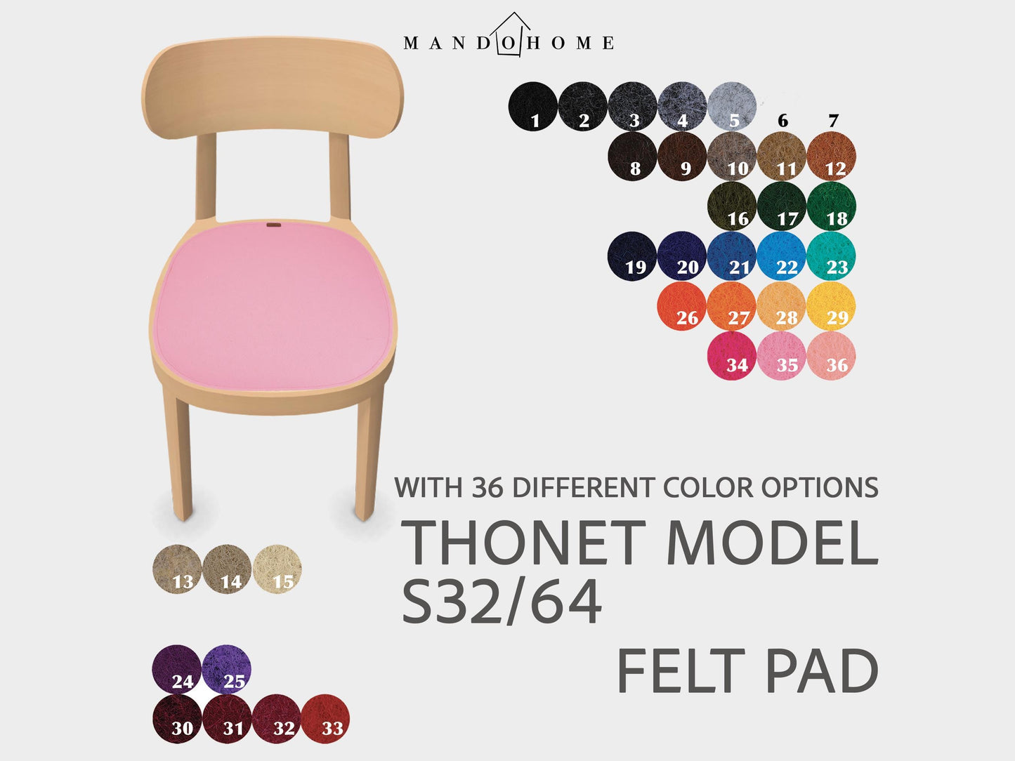 Thonet S32 S64 Chair Cushion – Felt Seat Pad for Chair