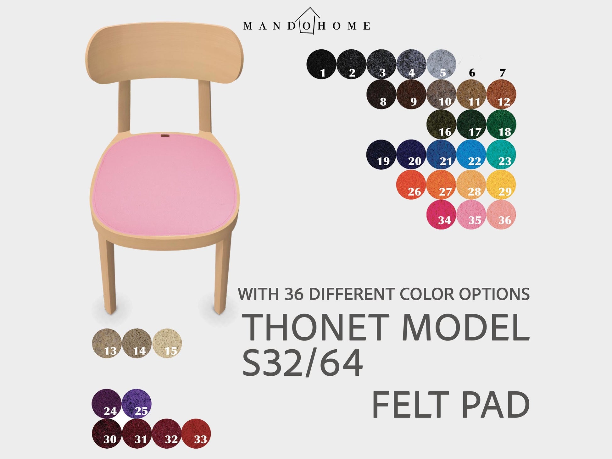 Thonet S32 S64 Chair Cushion – Felt Seat Pad for Chair