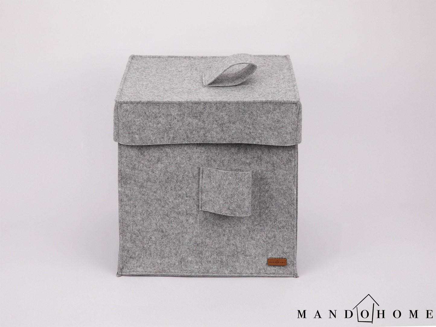 Felt Storage Basket with Lid - 12.5" Cube Organizer Bin for Home, Toy Storage Box, Multi-Color Options, Customizable Size