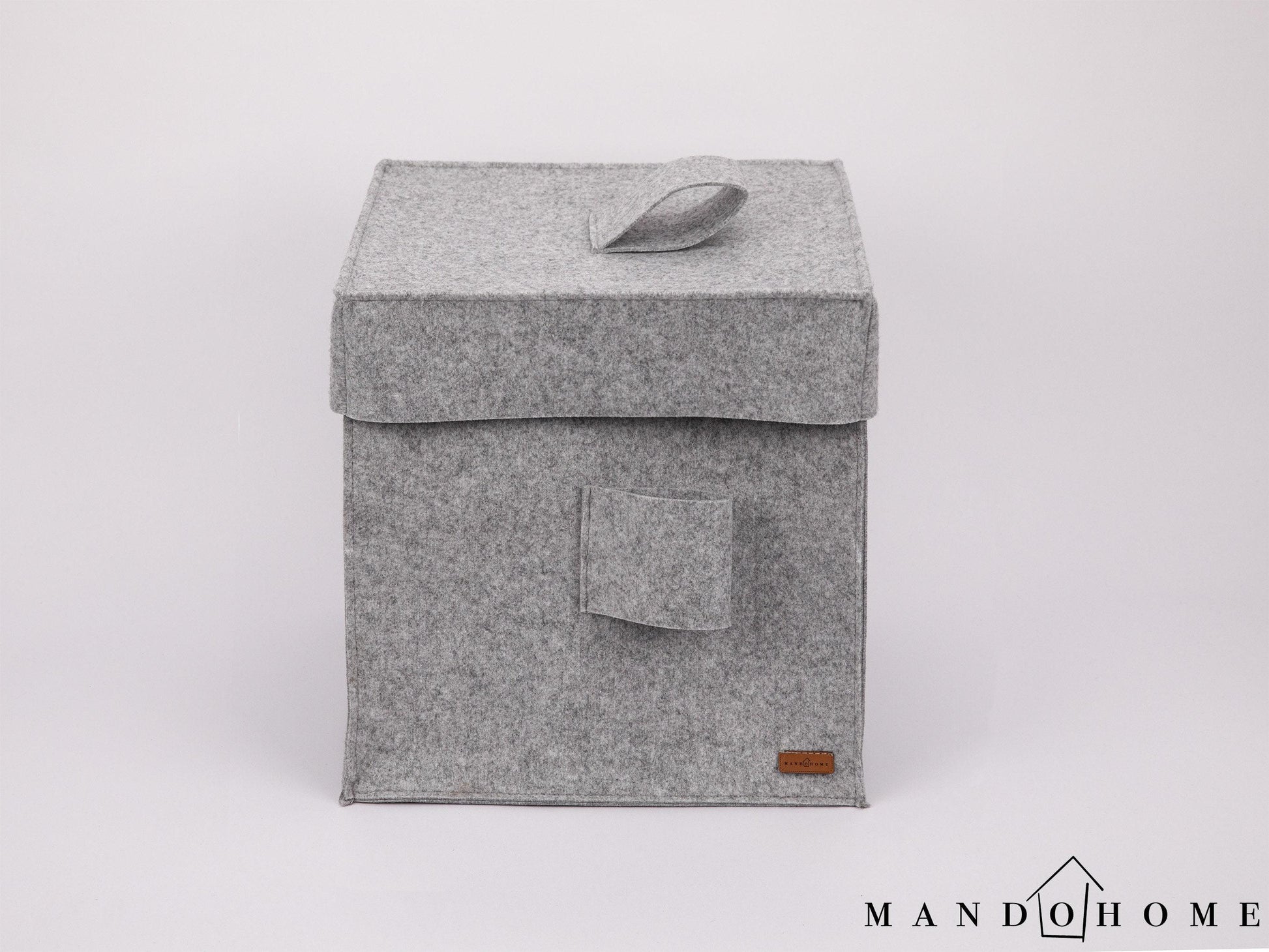 Felt Storage Basket with Lid - 12.5" Cube Organizer Bin for Home, Toy Storage Box, Multi-Color Options, Customizable Size