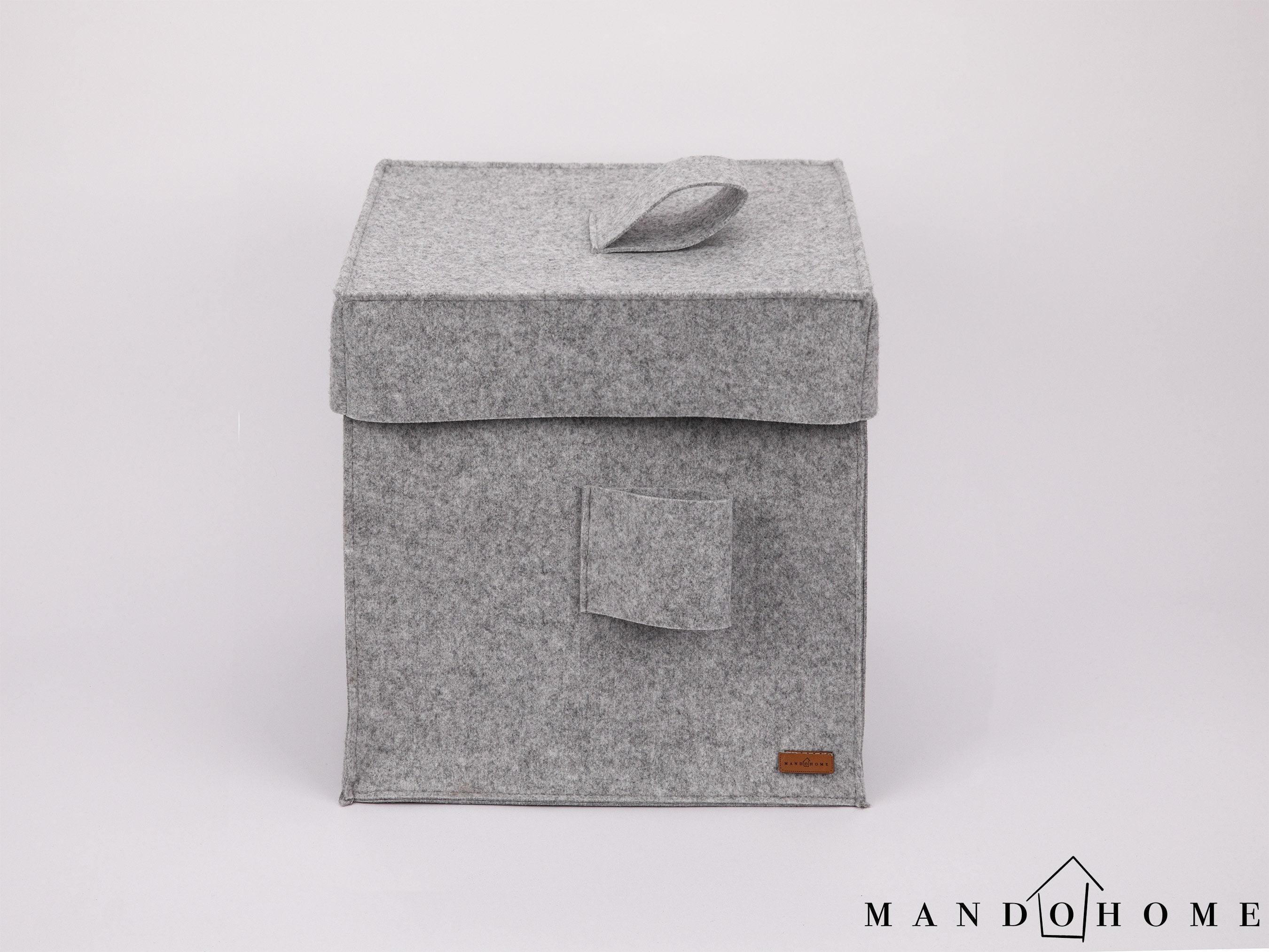Felt Storage Basket with Lid - 12.5" Cube Organizer Bin for Home, Toy Storage Box, Multi-Color Options, Customizable Size