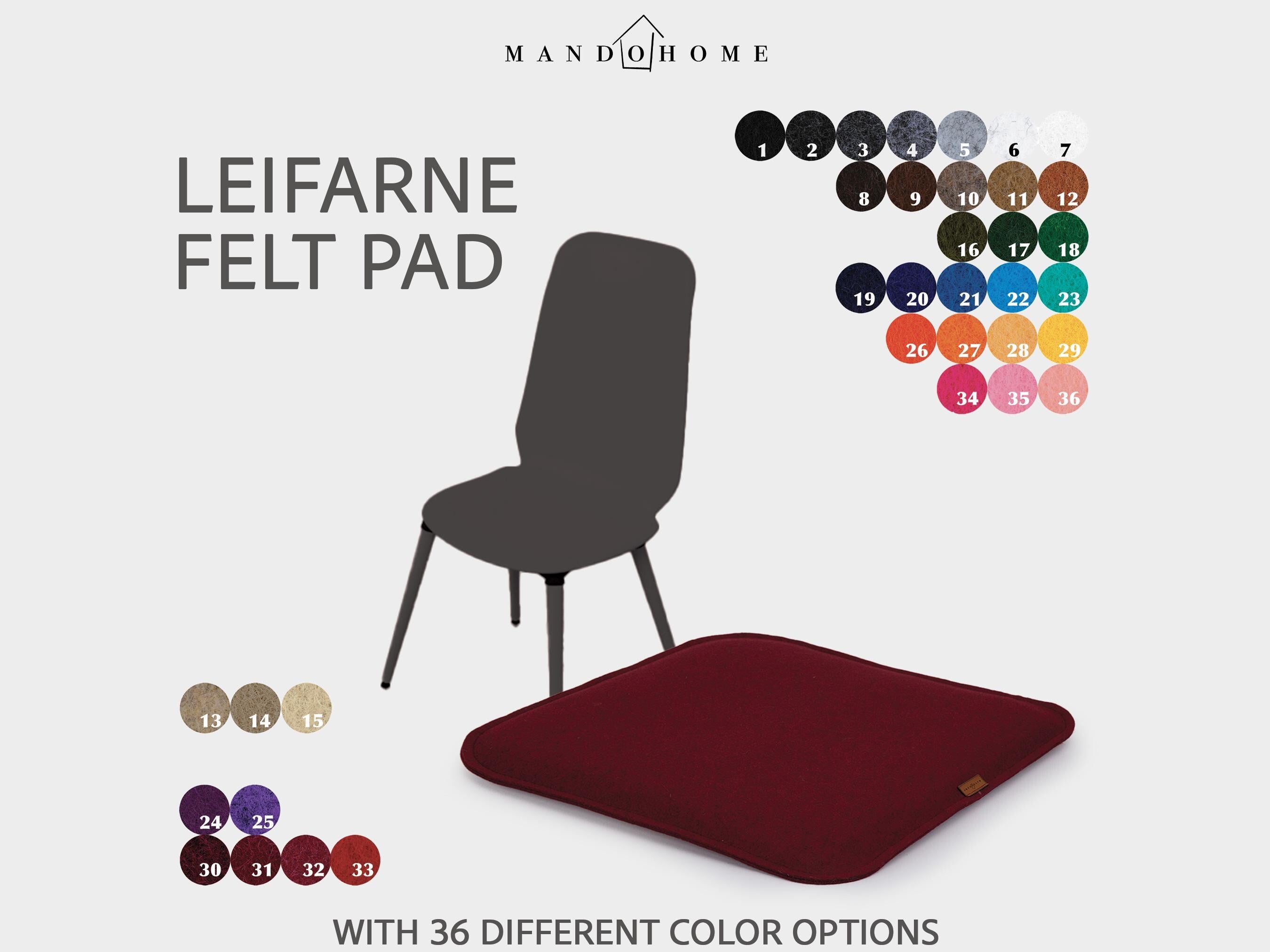 Custom Felt Seat Cushion for Leifarne Chair - Soft, Wipeable, 36 Colors, Comfortable Daily Use