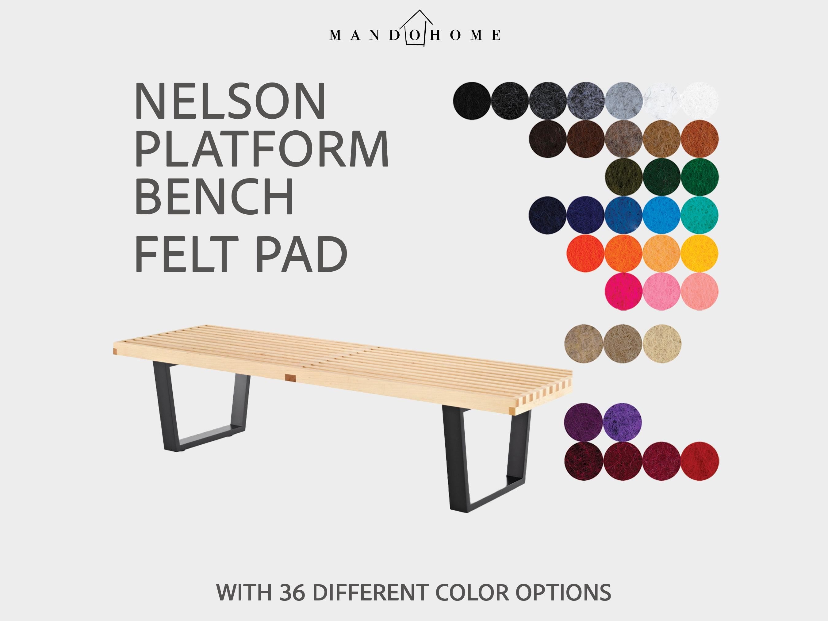 Nelson Platform Bench Felt Cushion: Custom Sizes, 36 Colors, Optional Non-Slip Pad for Entryway