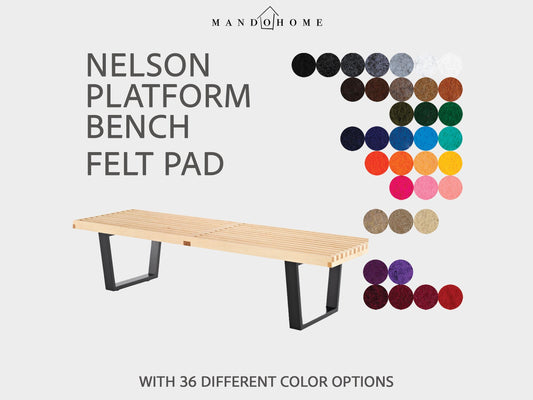 Nelson Platform Bench Felt Cushion: Custom Sizes, 36 Colors, Optional Non-Slip Pad for Entryway