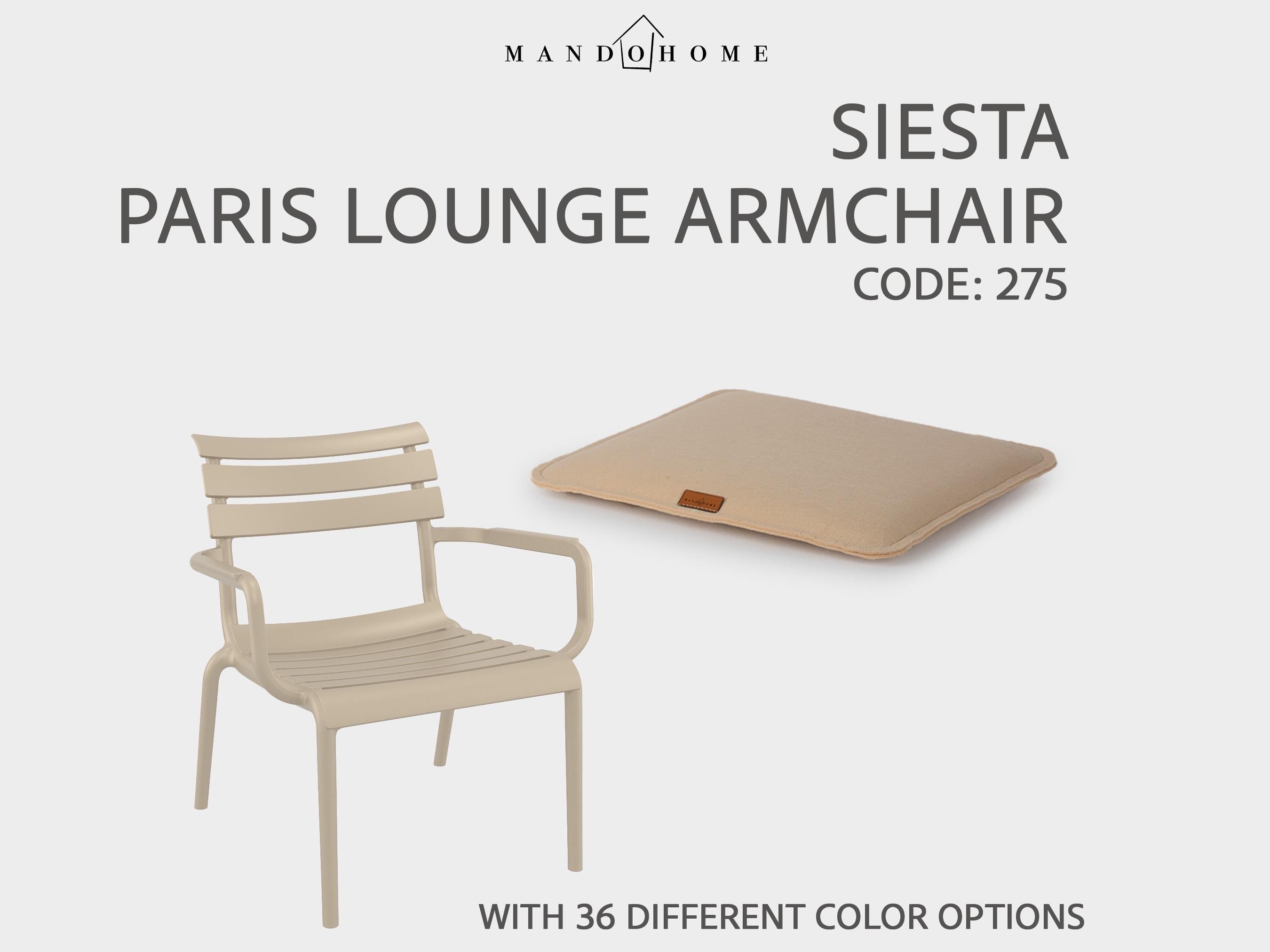 Custom Felt Seat Cushion – Siesta Paris Lounge Armchair, 36 Colors - Code 275