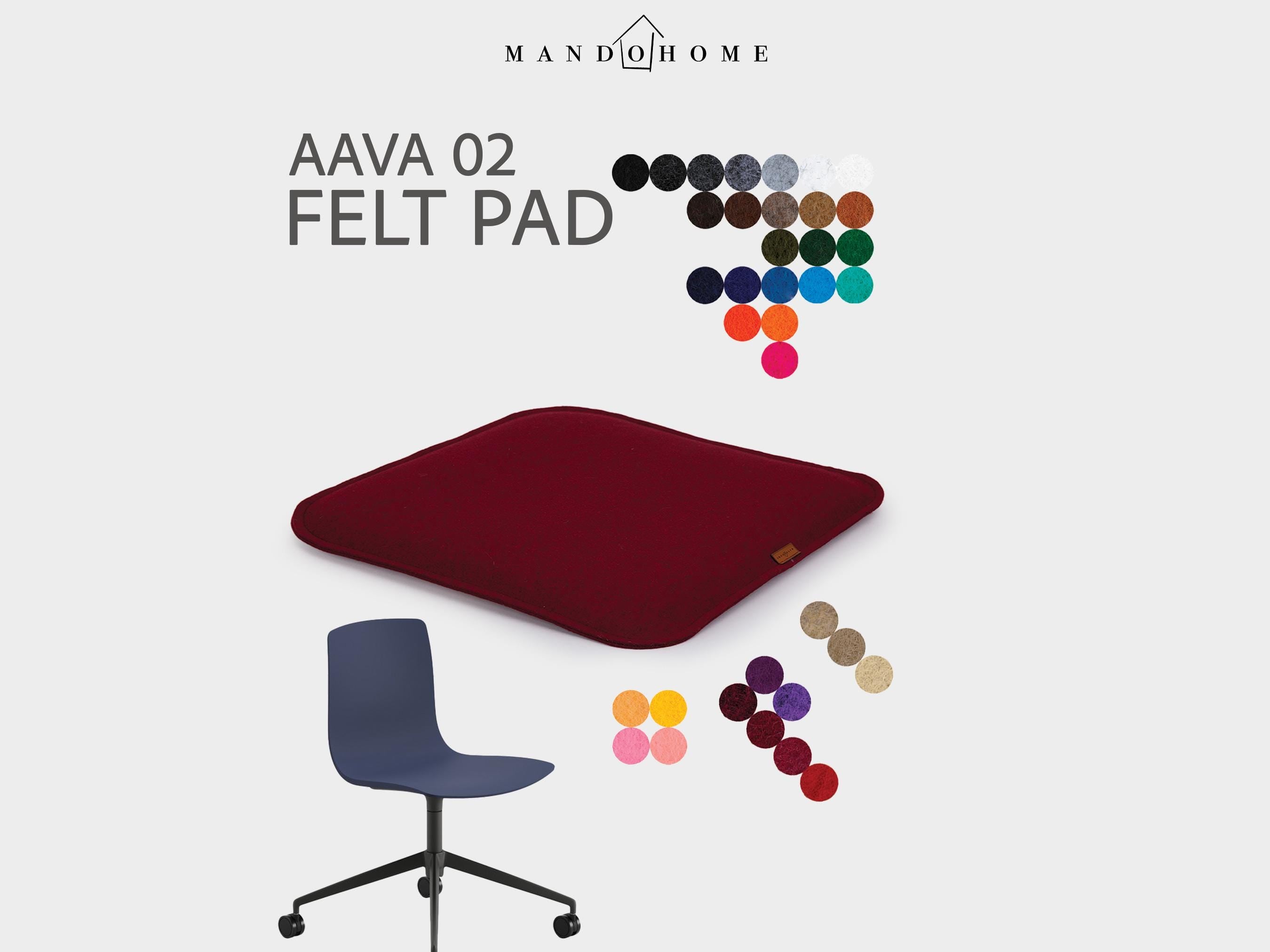 Foam-Filled Felt Aava 02 Chair Cushion – 36 Color Options, Custom Sizes, Wipeable and Durable Chair Cushions for Everyday Seating Comfort