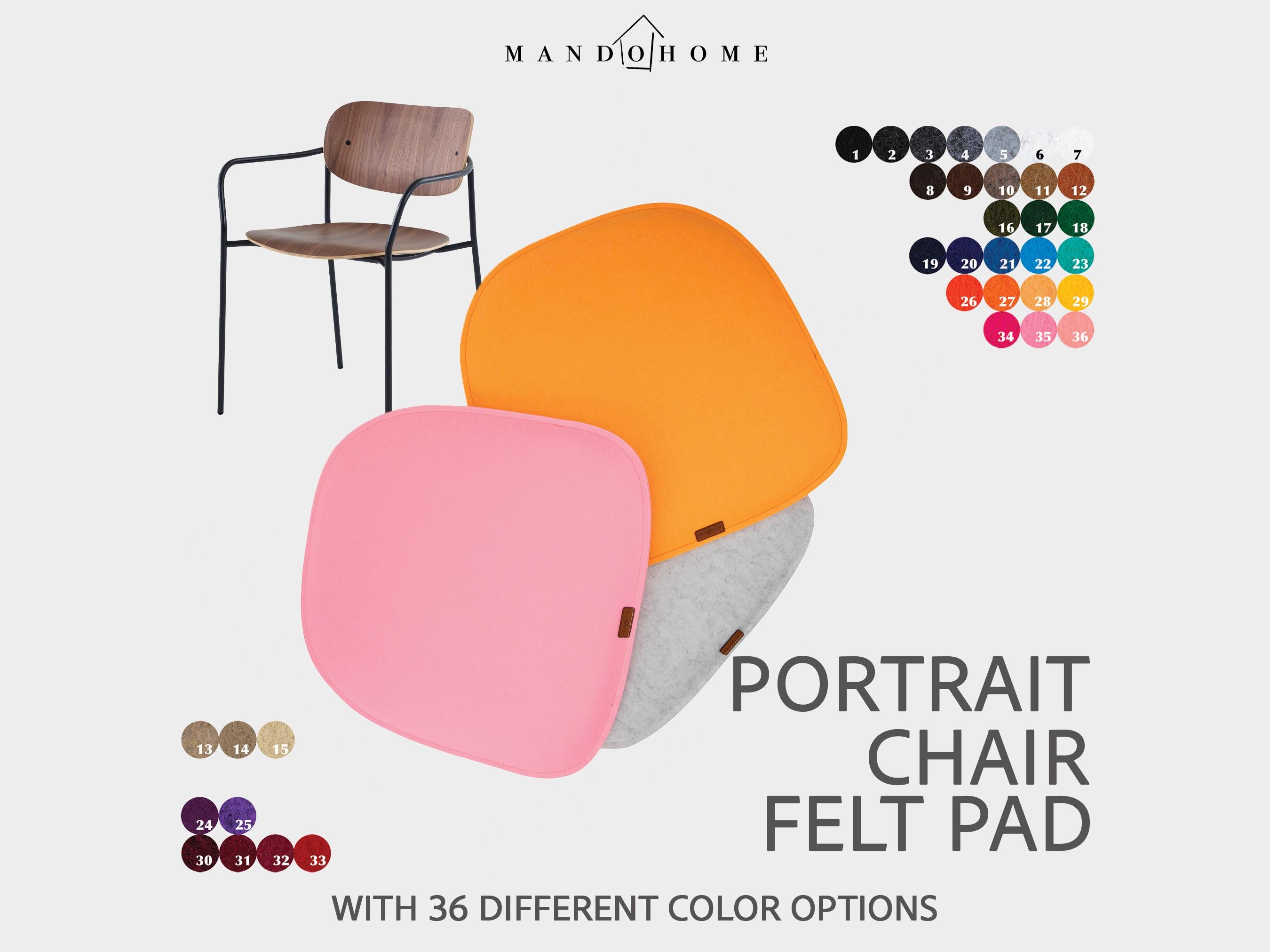 Portrait Chair Felt Cushion with Sponge | 36 Colors, Custom Sizes, Optional Non-Slip Seat Pad