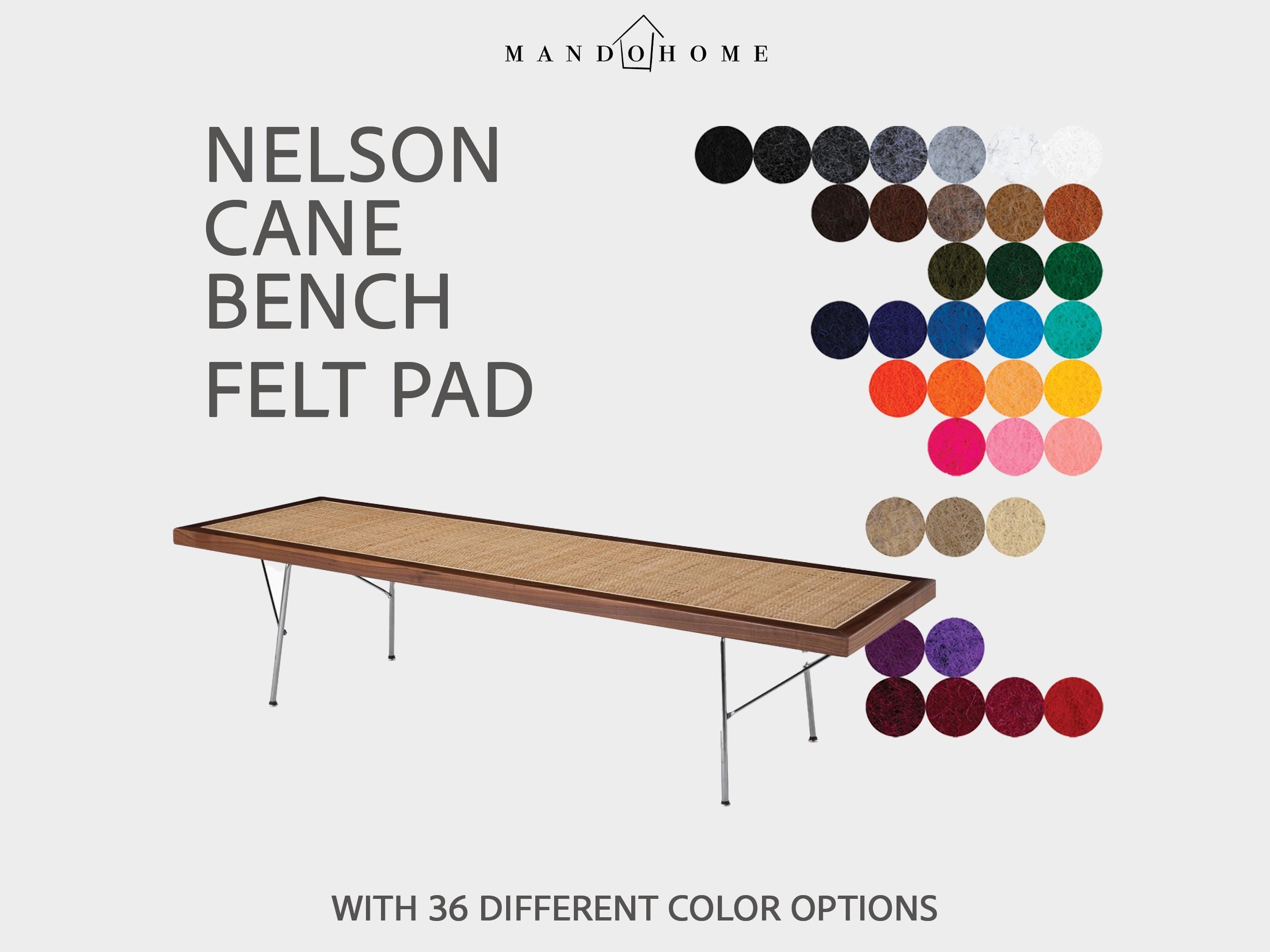 Custom Nelson Cane Bench Felt Cushion: 36 Colors, Multiple Sizes, Optional Non-Slip Pad