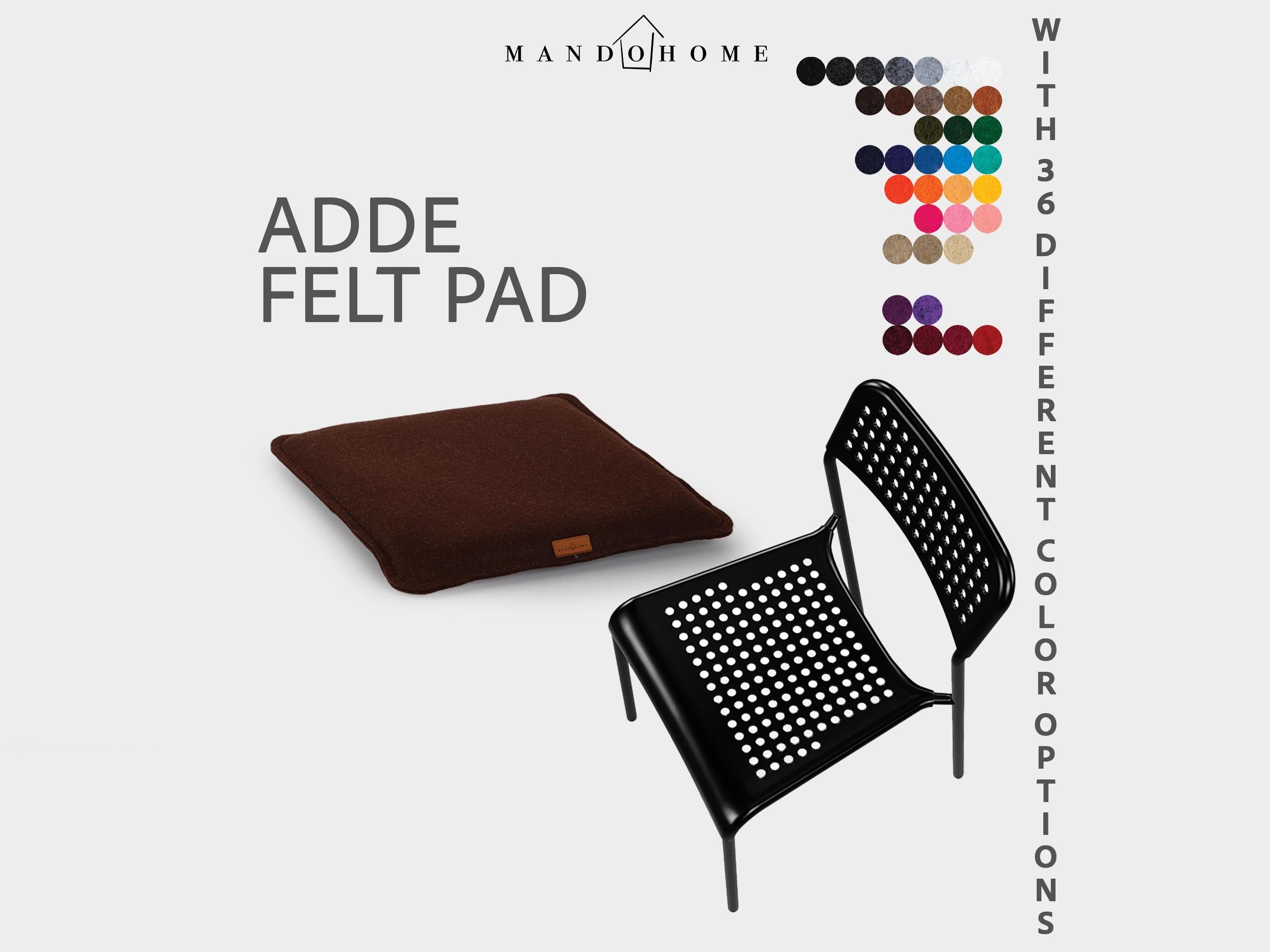 Customizable Felt Seat Cushion for Ik. Adde Chair - 36 Colors, Comfort & Protection
