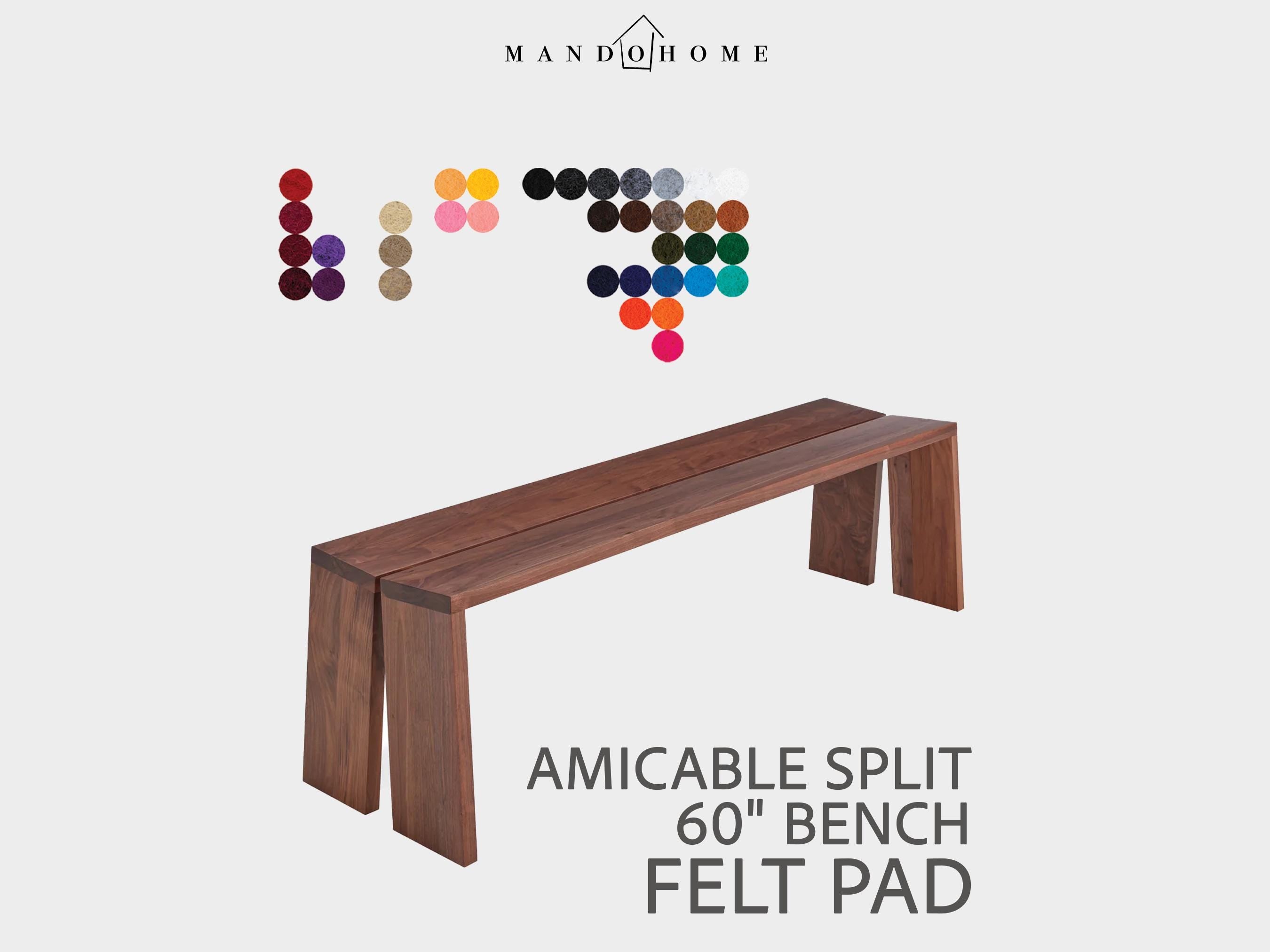 Custom Felt Amicable Split Bench Cushion with Non-Slip | 36 Colors, Entryway Seating