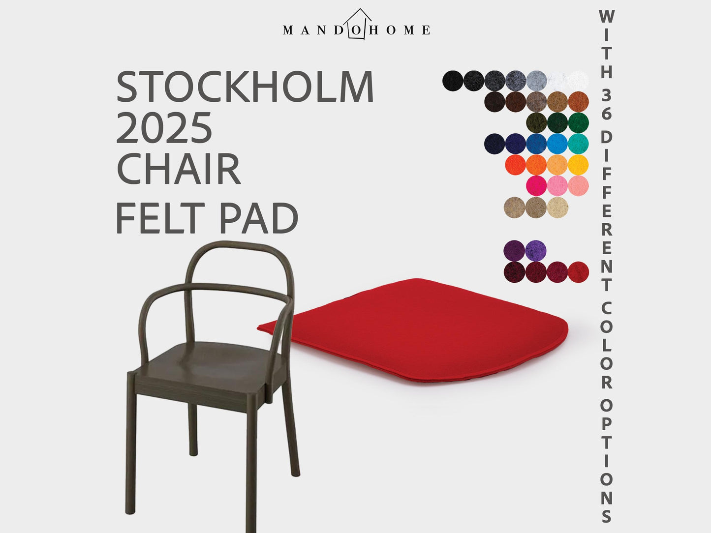 STOCKHOLM 2025 Chair Foam-Filled Felt Seat Cushion: 36 Colors, Comfortable, Durable, Easy-Clean Design