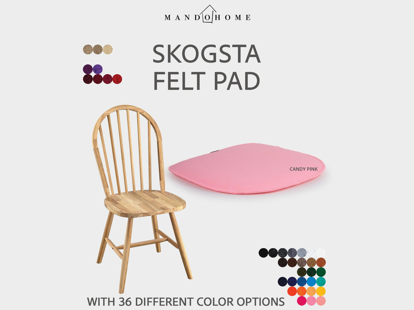 Skogsta Chair Felt Seat Pad | Custom Size, Durable, Washable Cushion