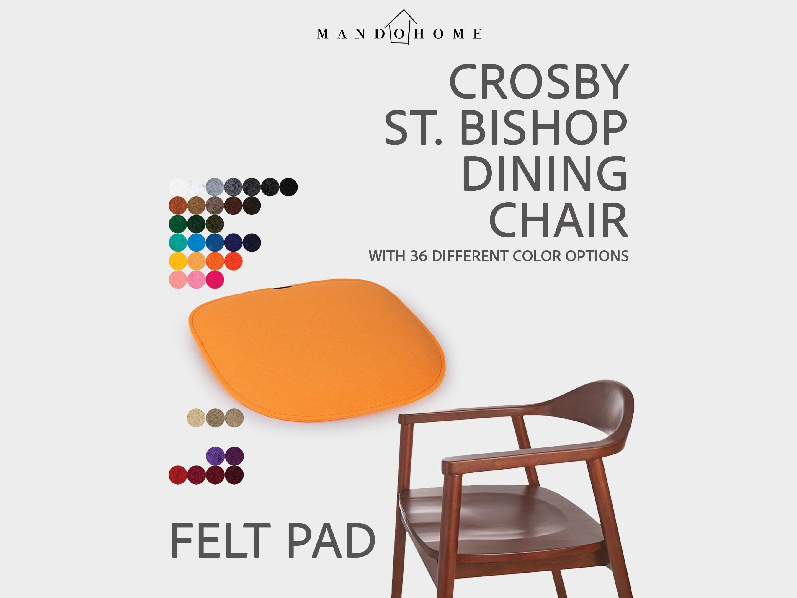 Crosby St Bishop Dining Chair Cushion, 2mm Felt Seat Pad, 36 Colors, Non Slip Option