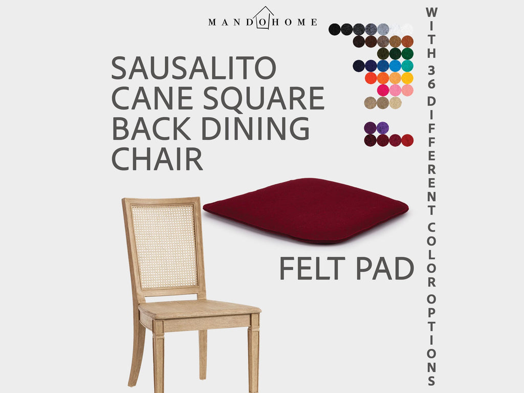 Sausalito Cane Chair Cushion | Square Felt Pad, Non-Slip Option