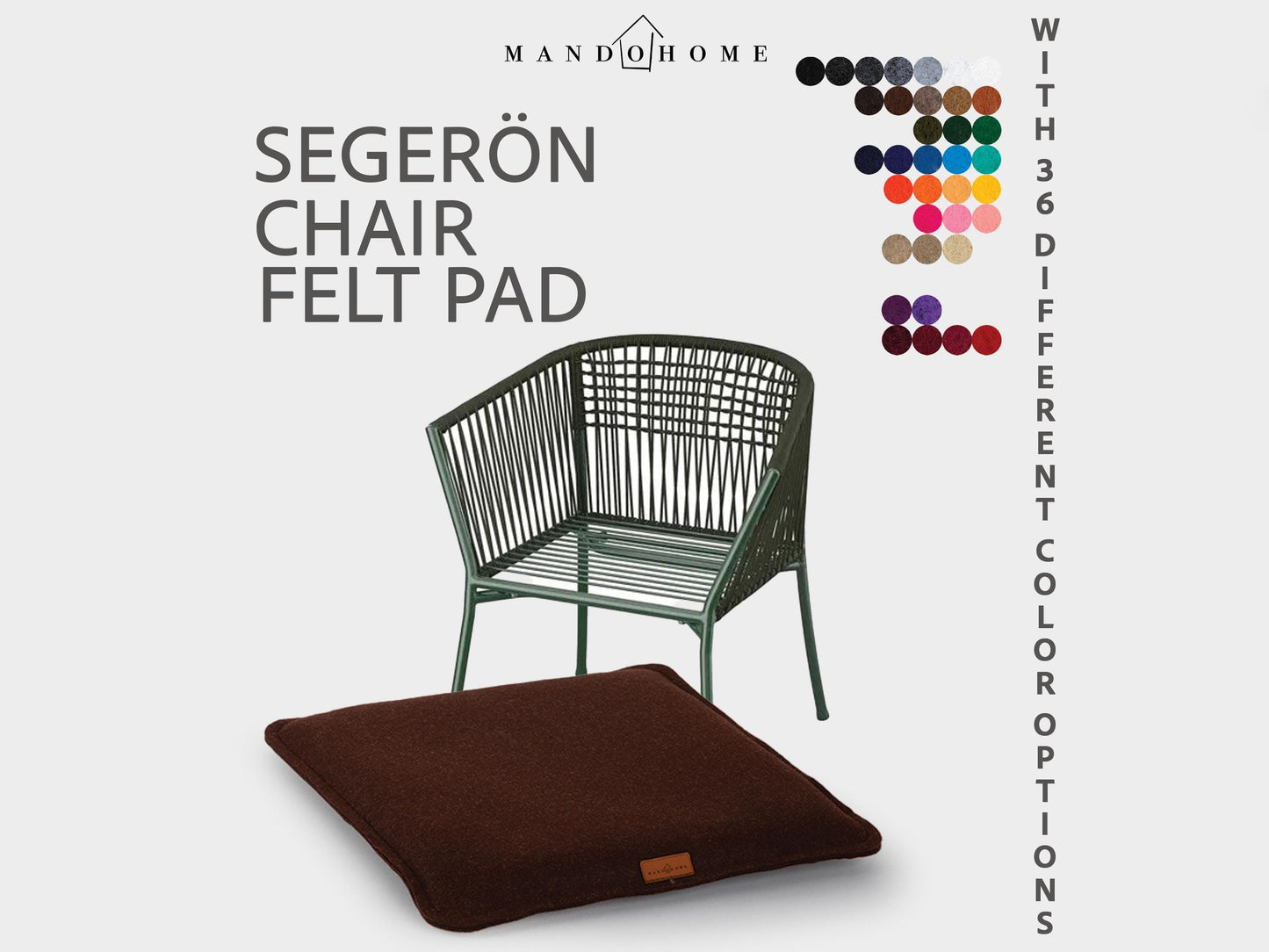 Segerön Chair Felt Cushion | 2mm Double Felt Layers, 36 Colors, Non-Slip Option