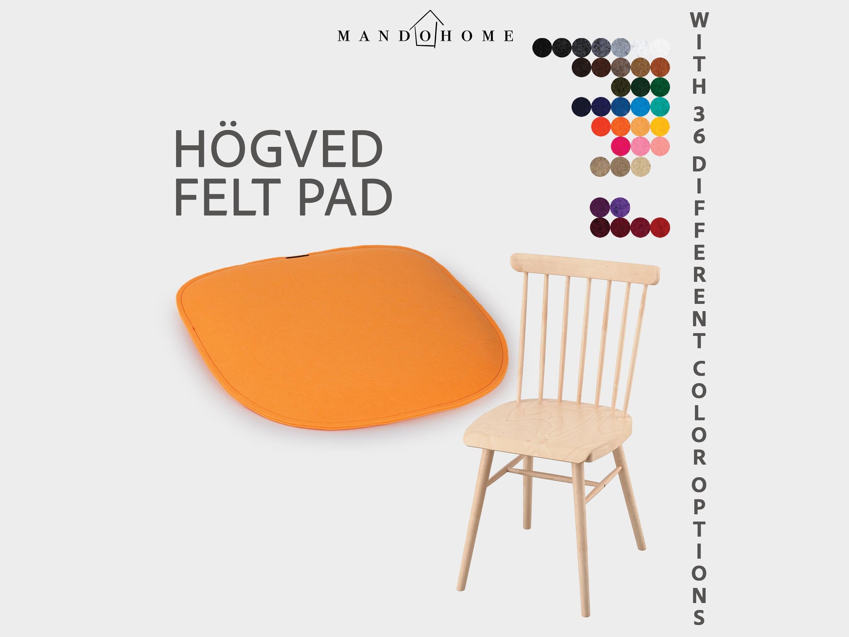 Hogved Chair Felt Cushion | 2mm Double Felt Layers, 36 Colors, Non-Slip Option, Högved