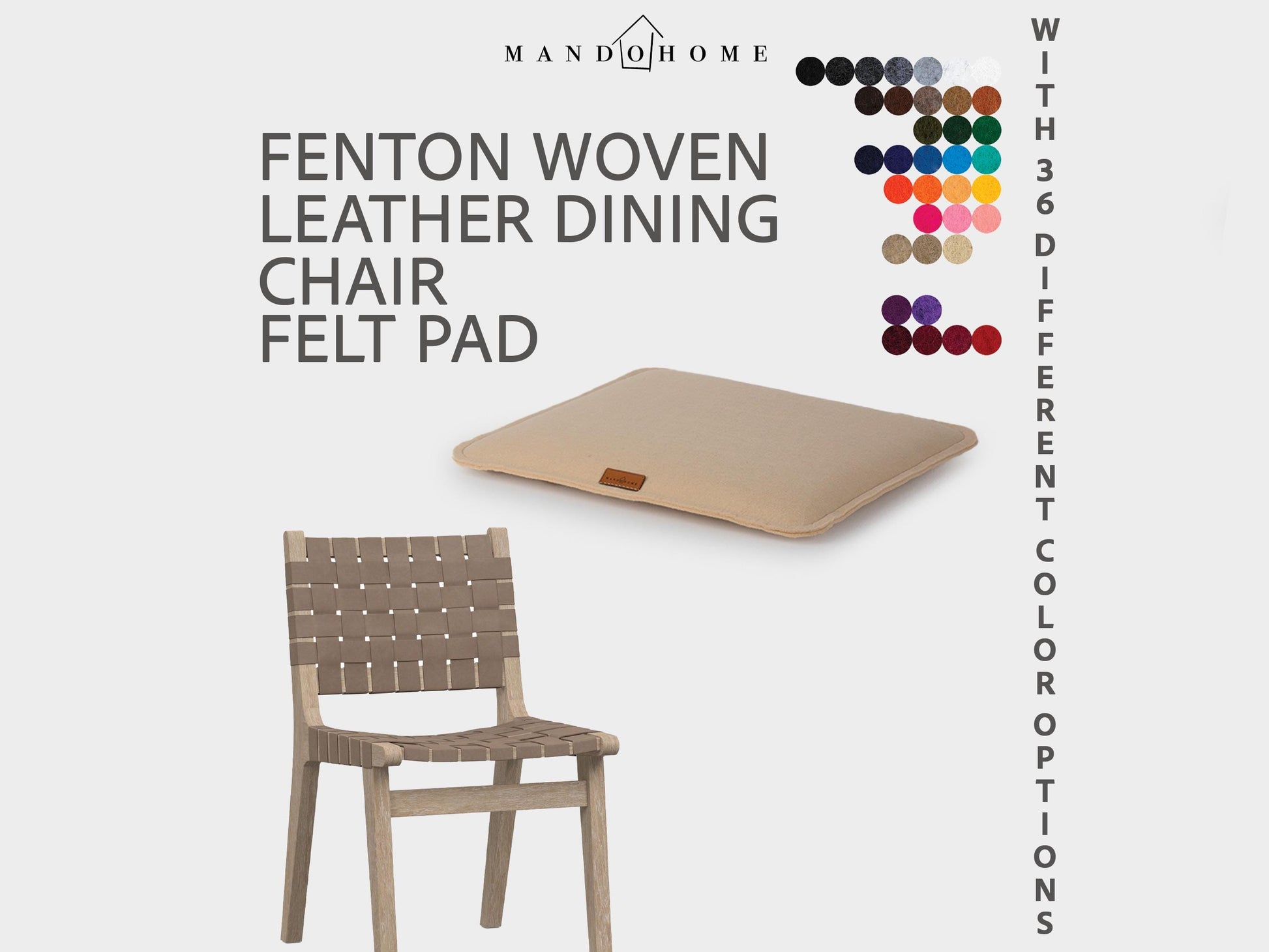 Fenton Woven Leather Dining Chair Felt Cushion
