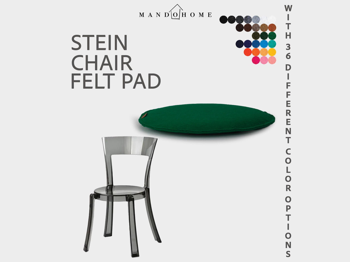 Stein Chair Cushion, Felt Seat Pad with 36 Color Options