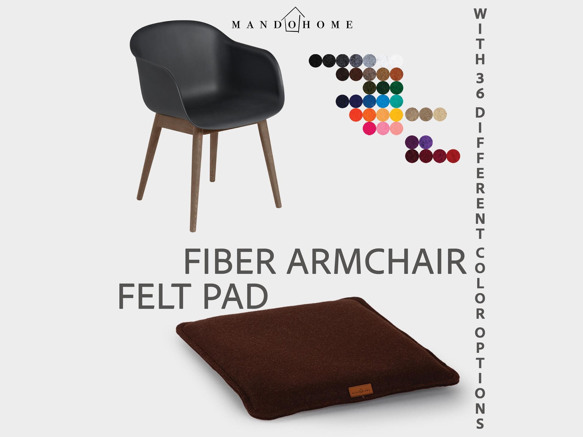 Fiber Armchair Felt Cushion | 2mm Double Felt Layers, 36 Colors, Non-Slip Option