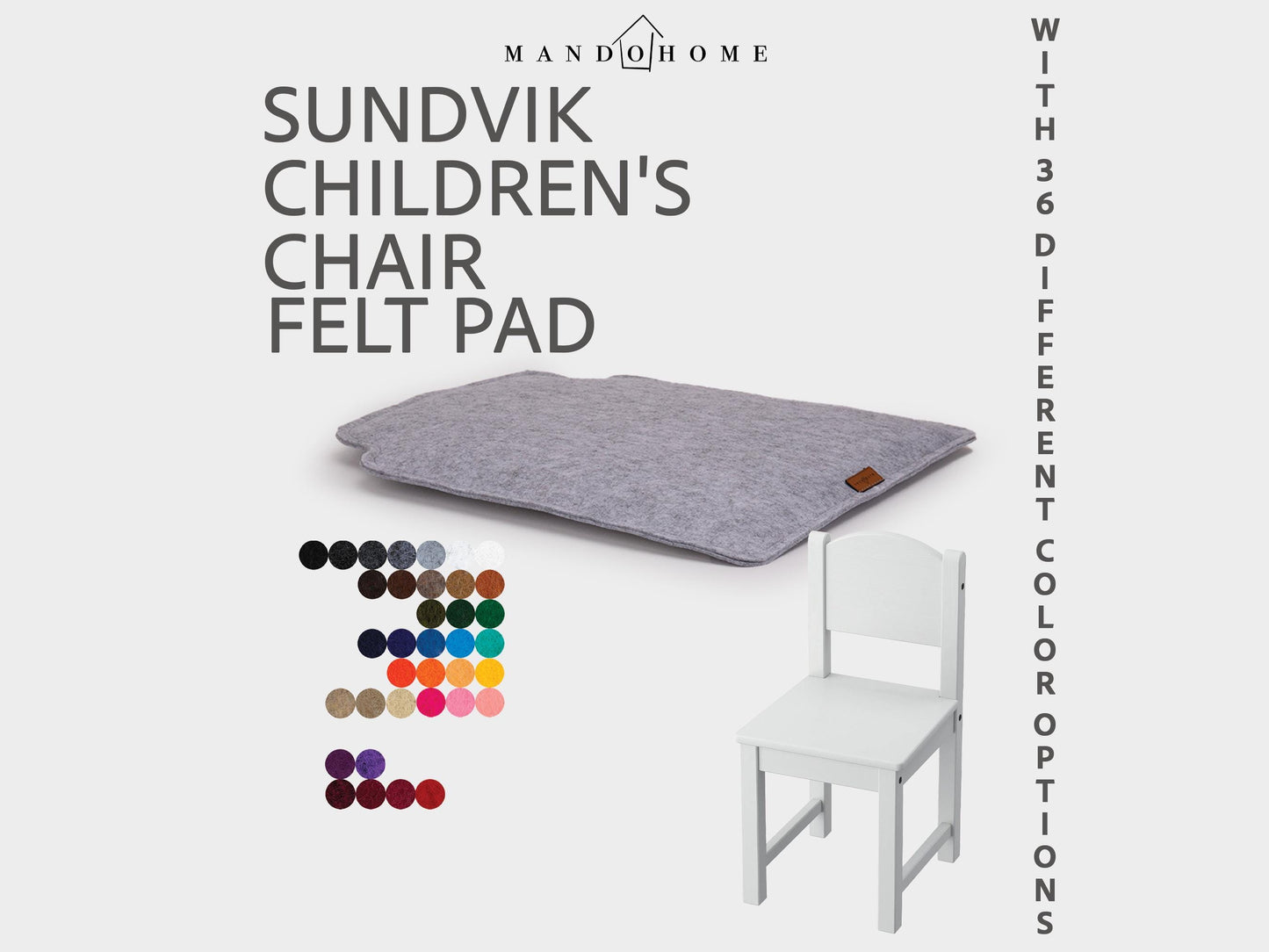 Sundvik Kids Chair Cushion, Felt Seat Pad with Non-Slip Option