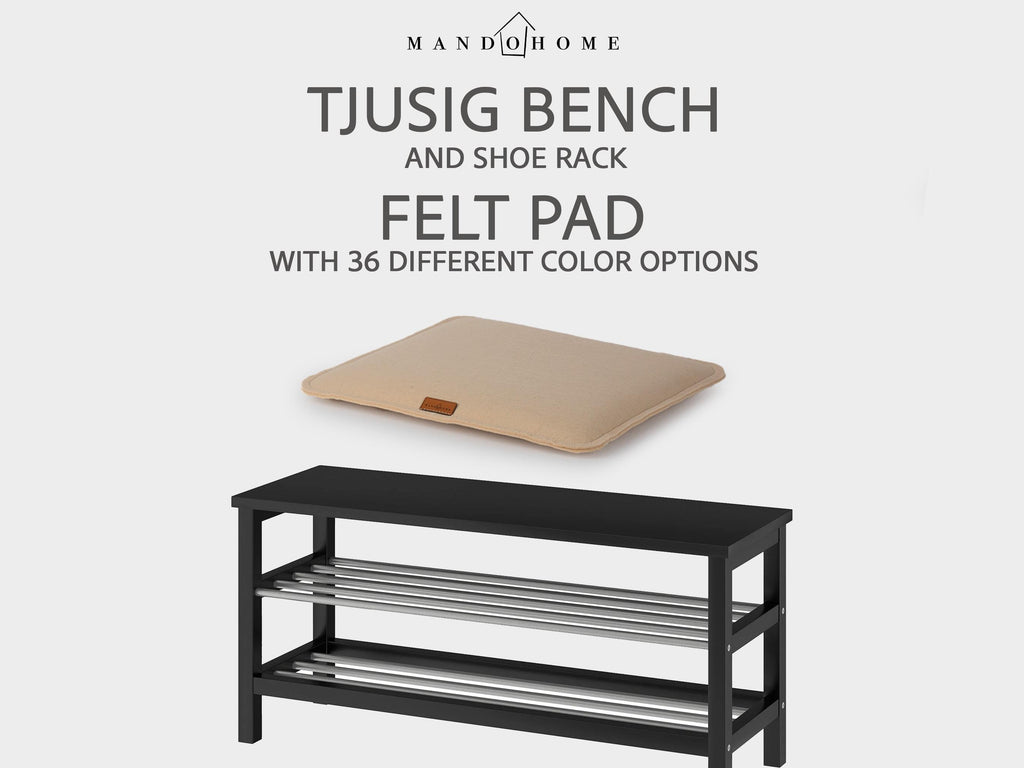Felt Bench Cushion for Tjusig, Non-Slip Option, Custom Size Seat Pad