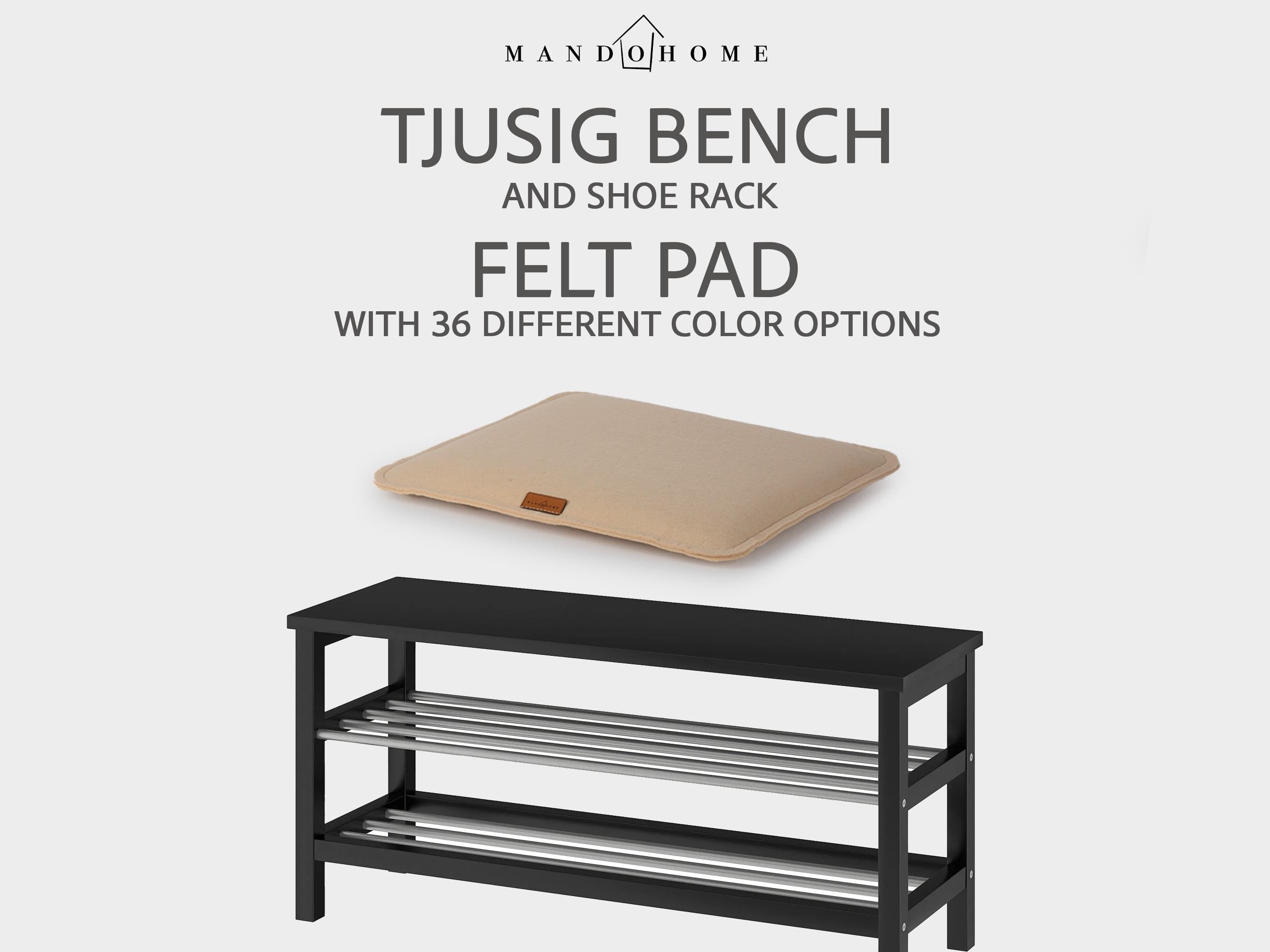 Felt Bench Cushion for Tjusig, Non-Slip Option, Custom Size Seat Pad