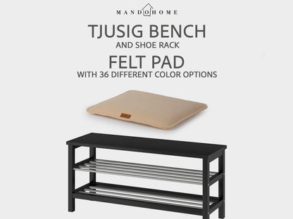 Felt Bench Cushion for Tjusig, Non-Slip Option, Custom Size Seat Pad