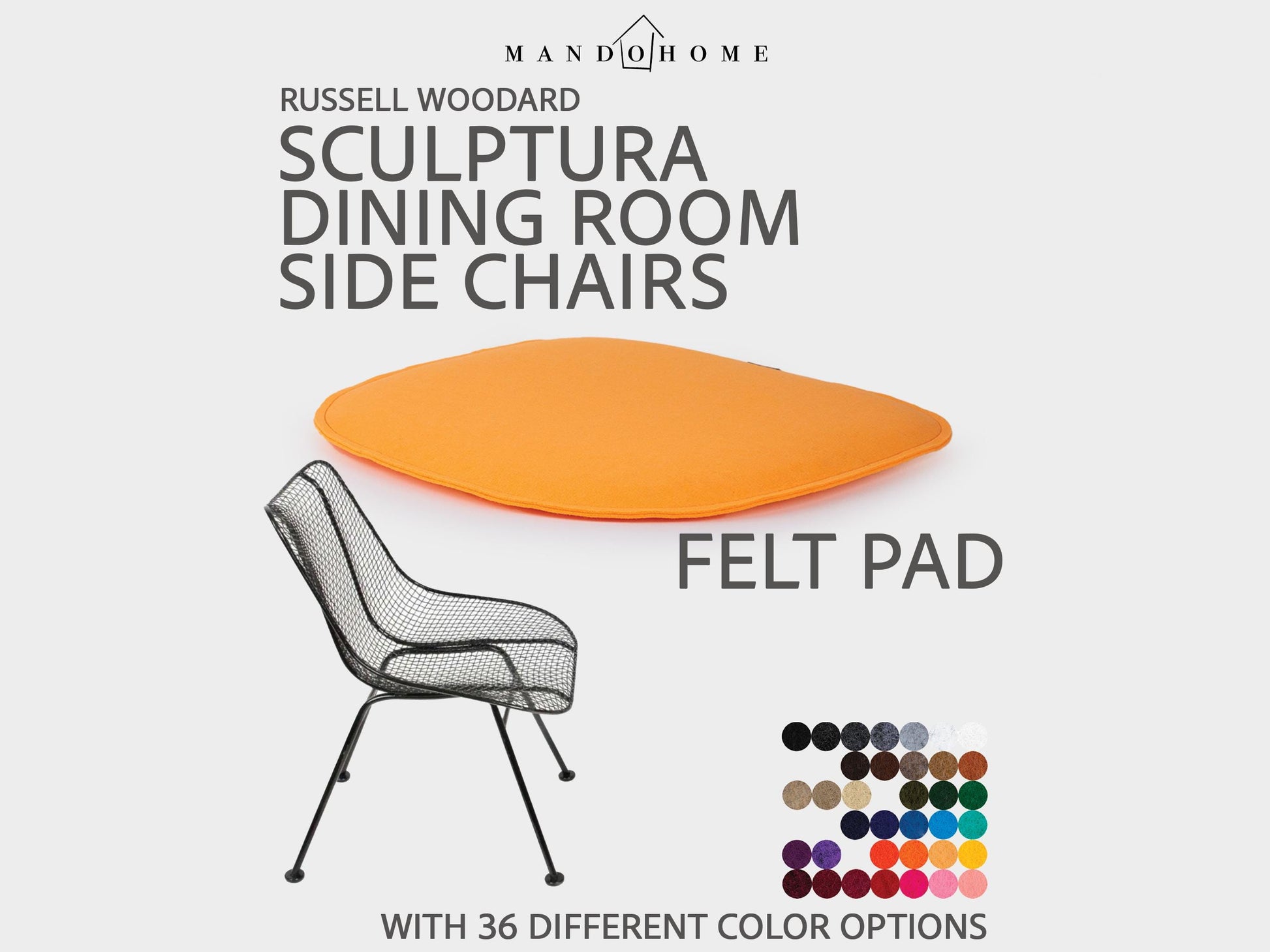Sculptura Dining Chair Cushion, Felt Seat Pad with 36 Color Options, Russell Woodard