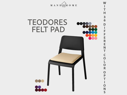 Teodores Chair Cushion, Felt Seat Pad with 36 Color Options