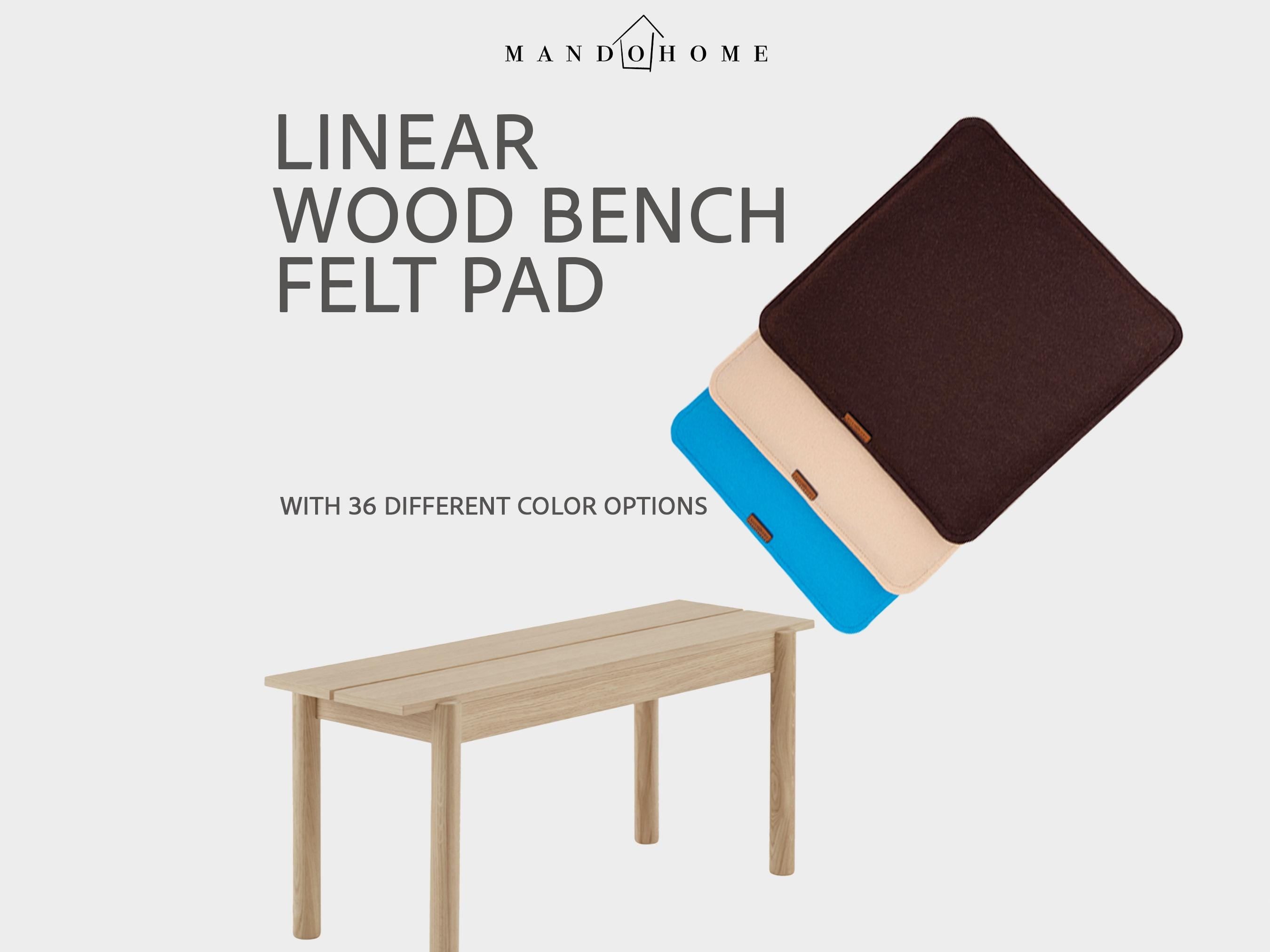 Felt Pad for Linear Wood Bench, Non-Slip Option, Custom Bench Cushion