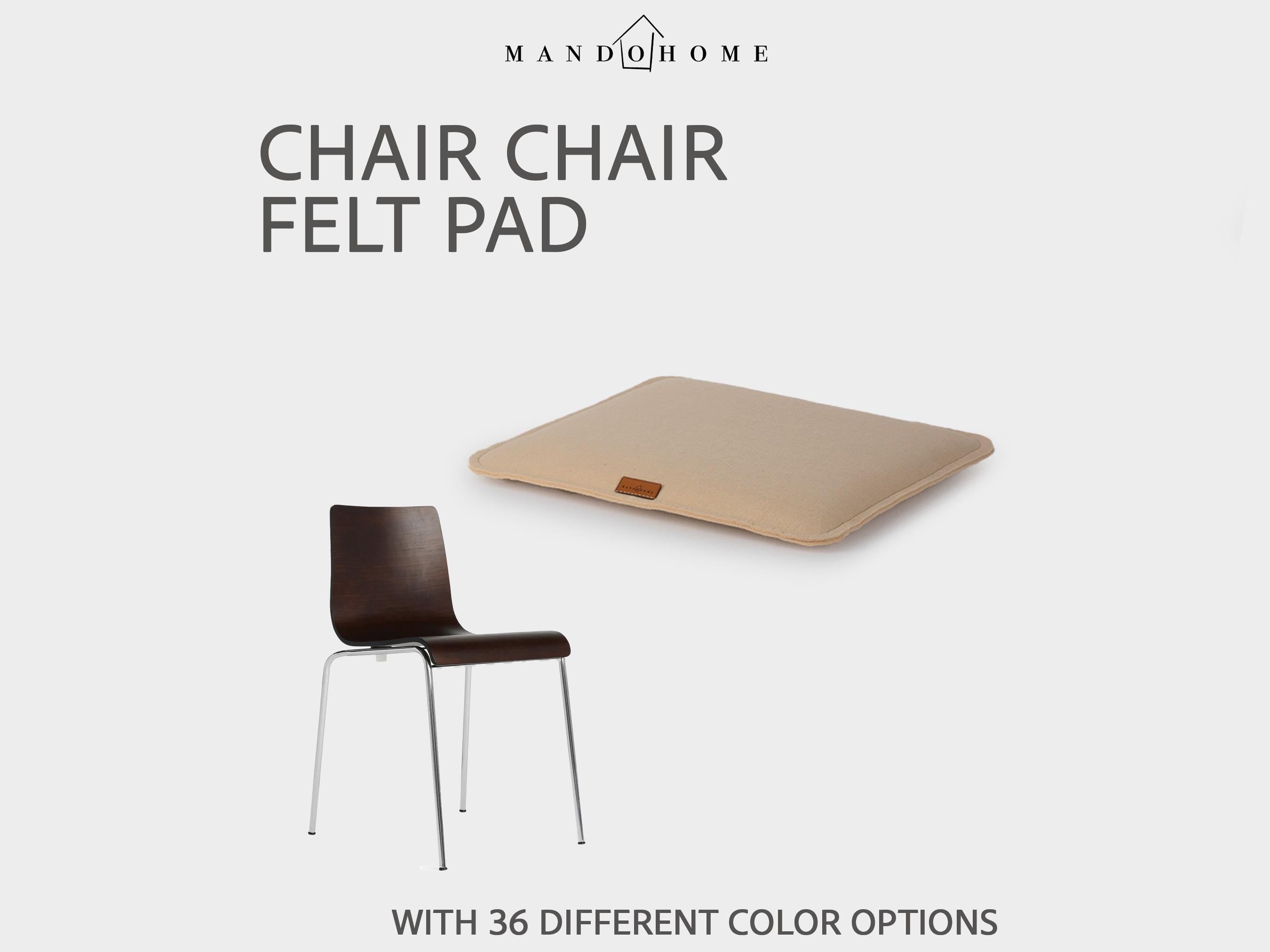 Felt Blud. Chair Chair Cushion with Non-Slip Option, Custom Size Seat Pad, 36 Color Choices