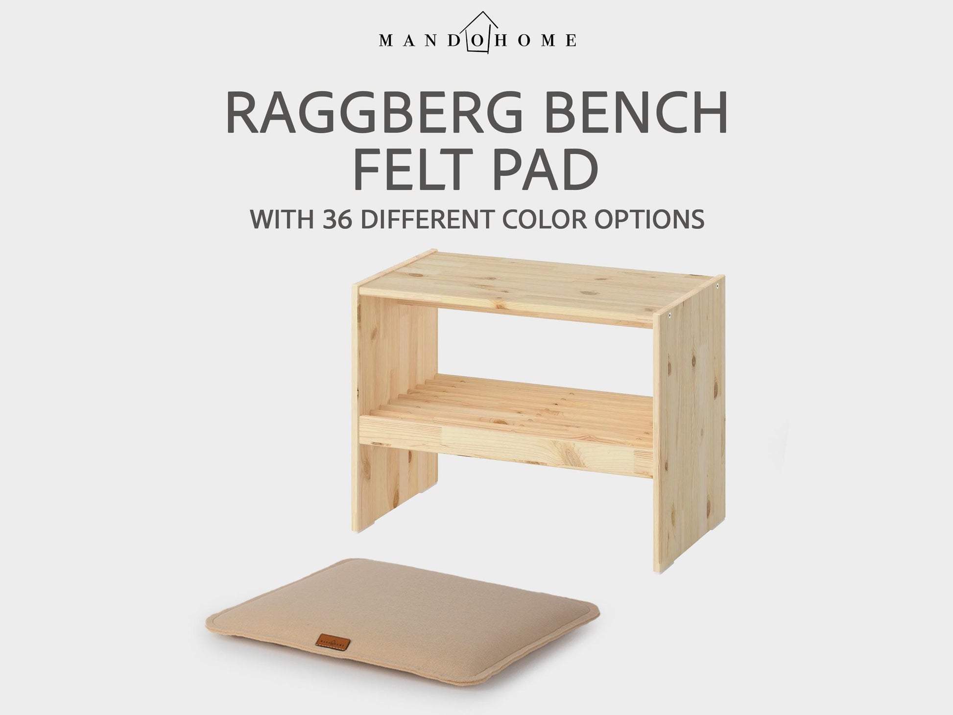 Felt Bench Cushion for RAGGBERG, Non-Slip Option, Custom Size Seat Pad