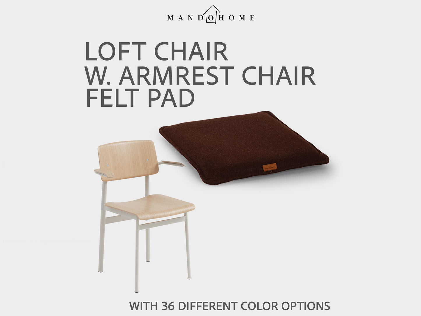Felt Cushion for Loft Armrest Chair, Non-Slip Option, Custom Size Seat Pad
