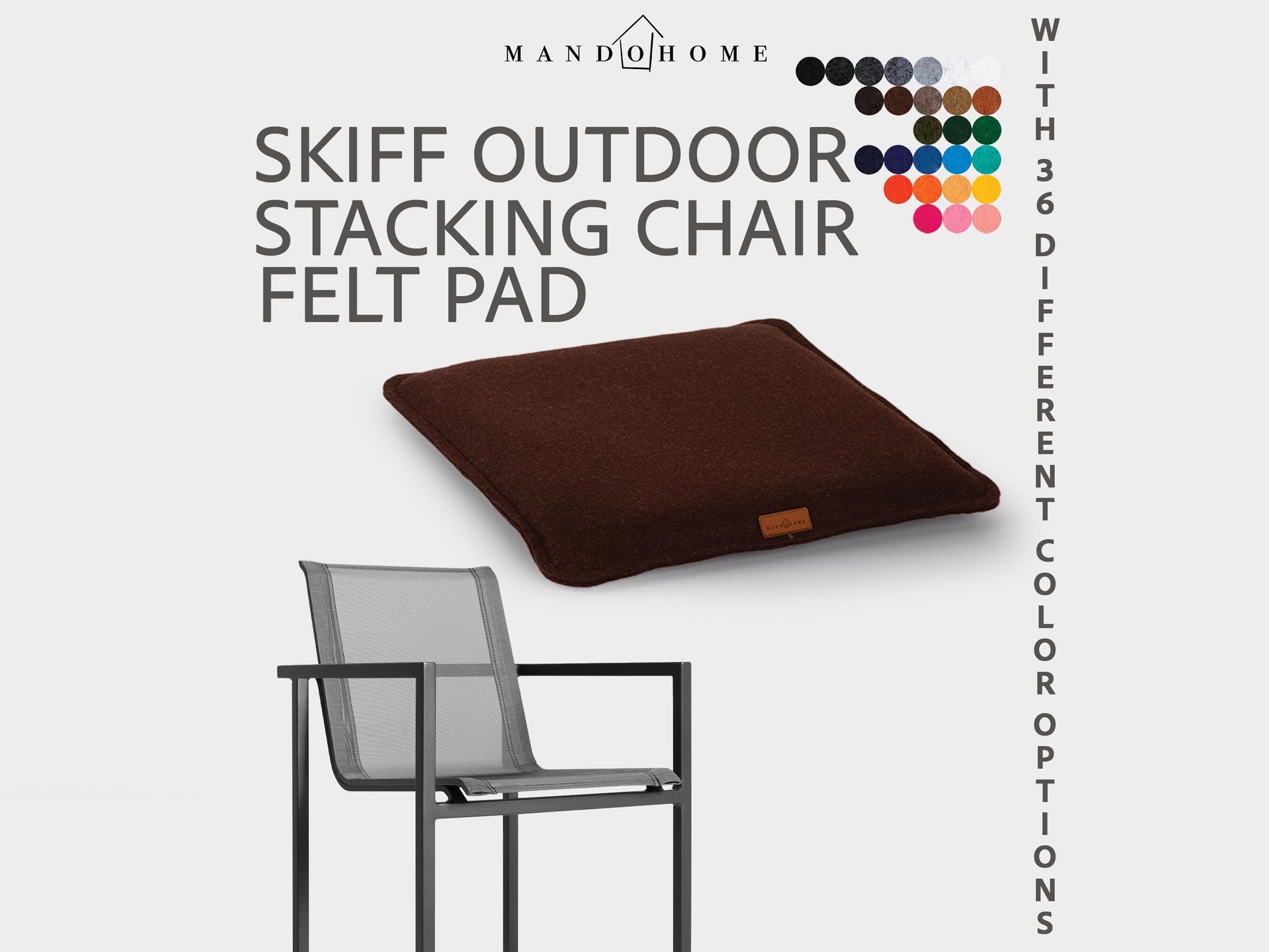 Skiff Outdoor Stacking Chair Felt Cushion with Non Slip Base