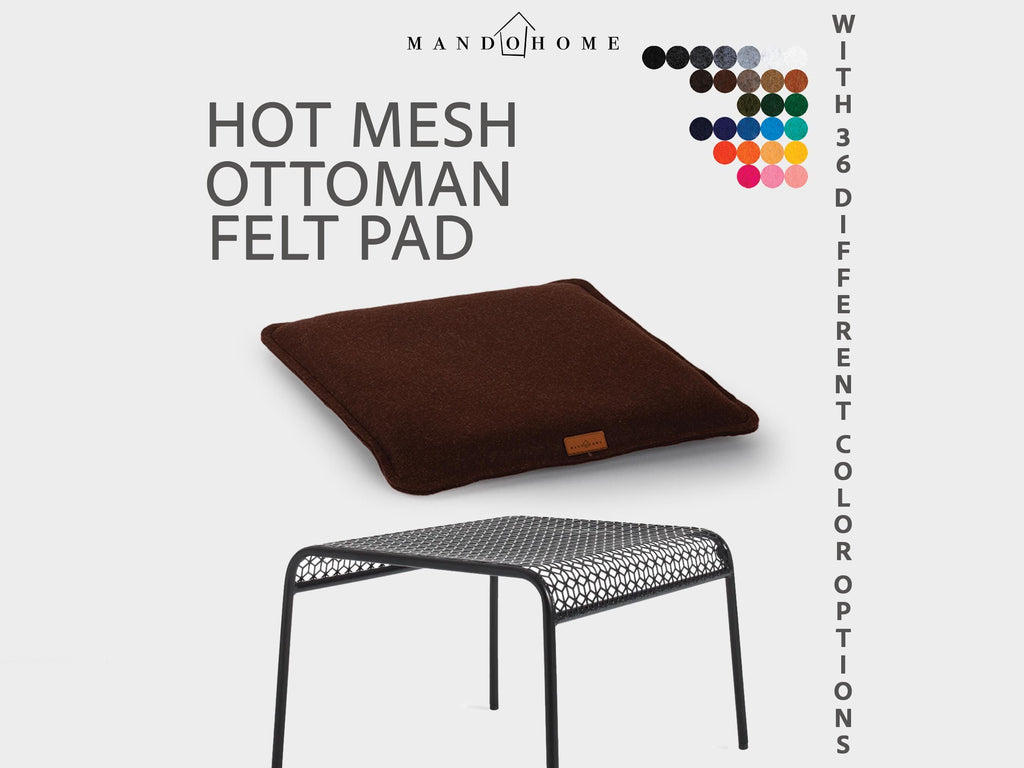 Hot Mesh Ottoman Stool Felt Cushion with Non Slip Base and Color Options