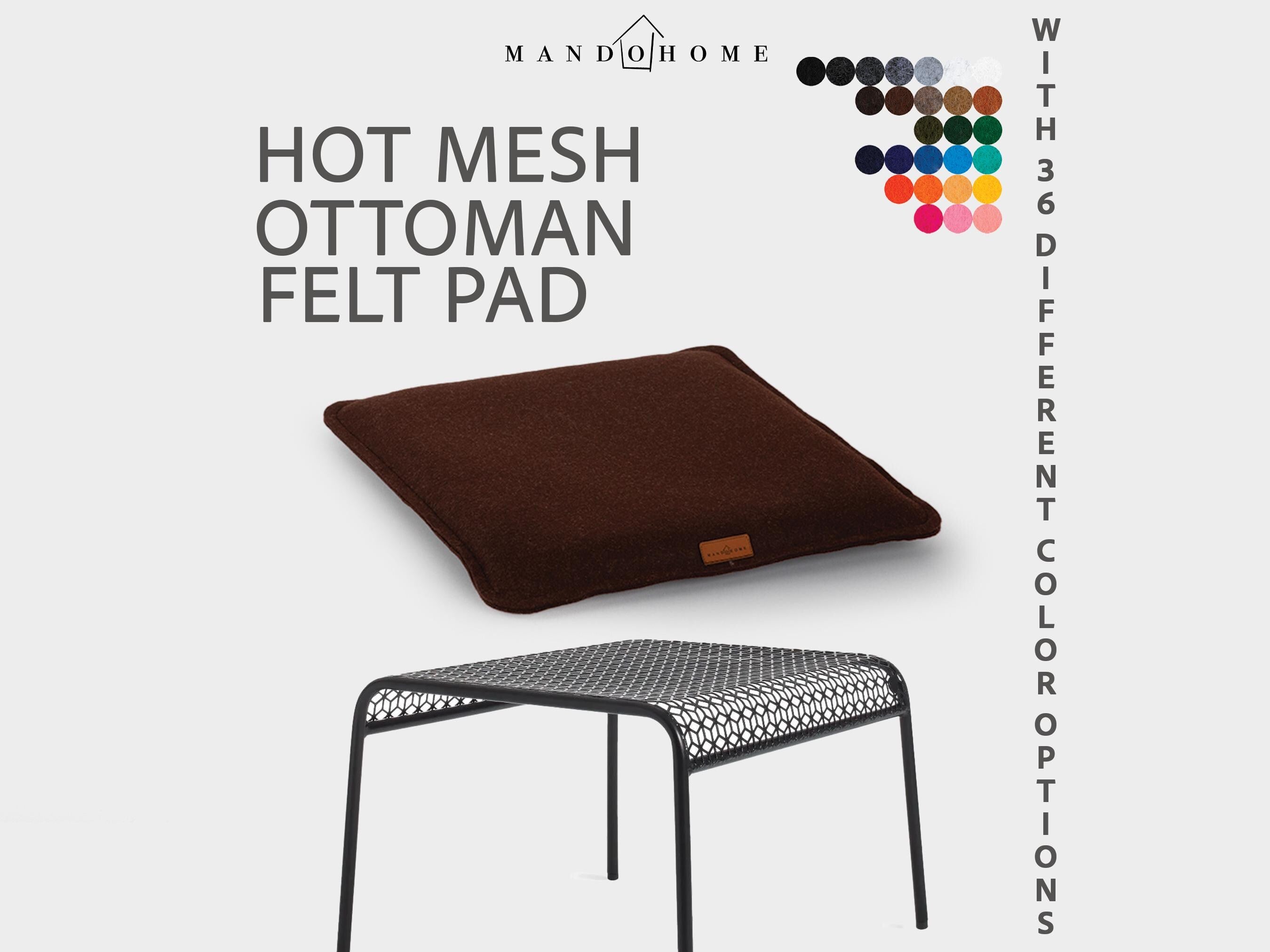 Hot Mesh Ottoman Stool Felt Cushion with Non Slip Base and Color Options