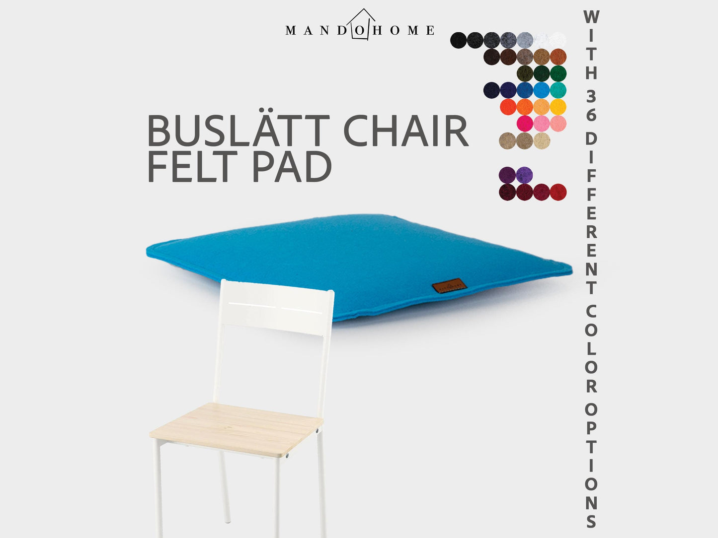 Custom Buslatt Chair Cushion, Felt Seat Pad with Non-Slip Option