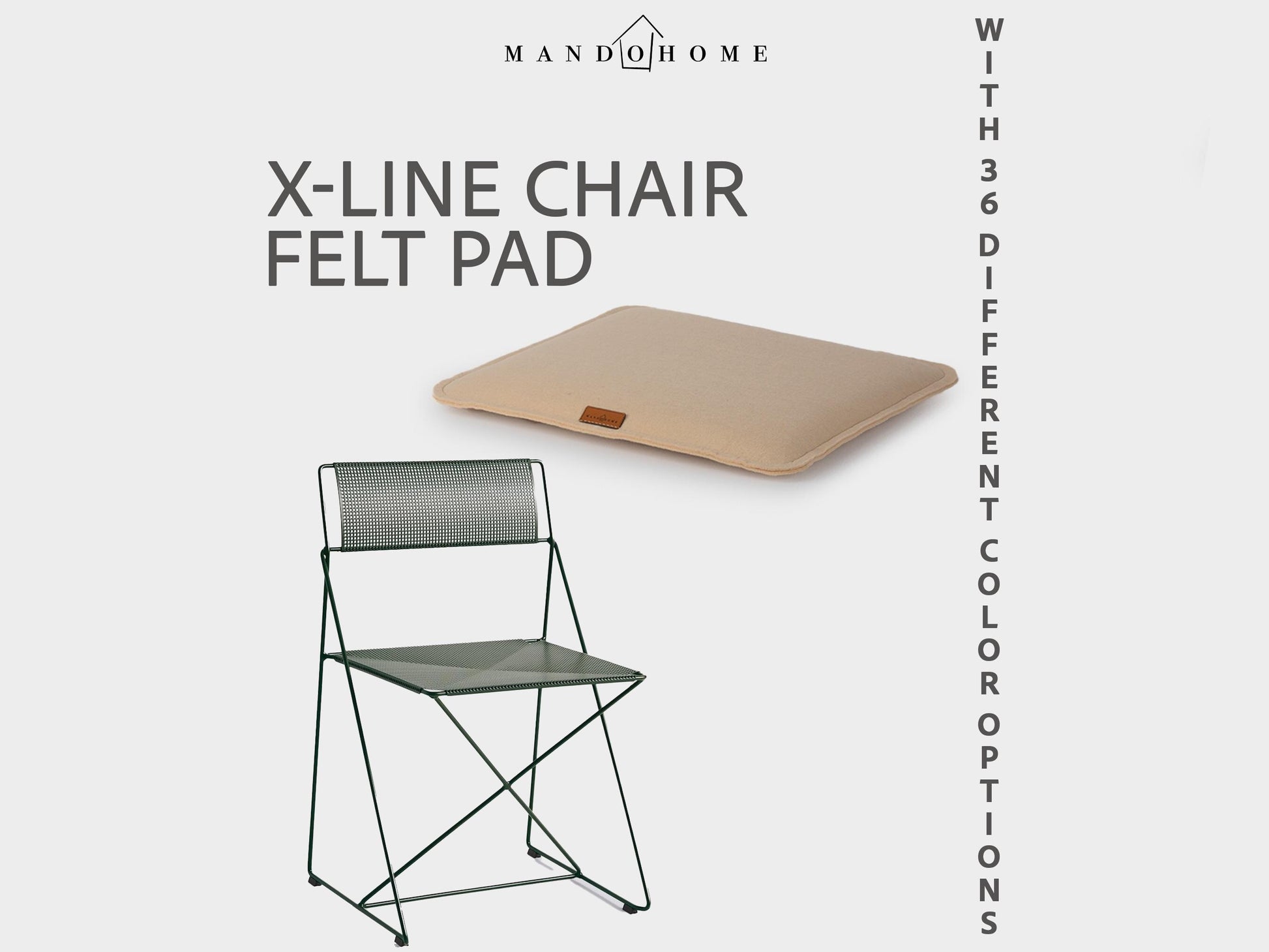 X Line Chair Felt Cushion with Non Slip Base and Color Options