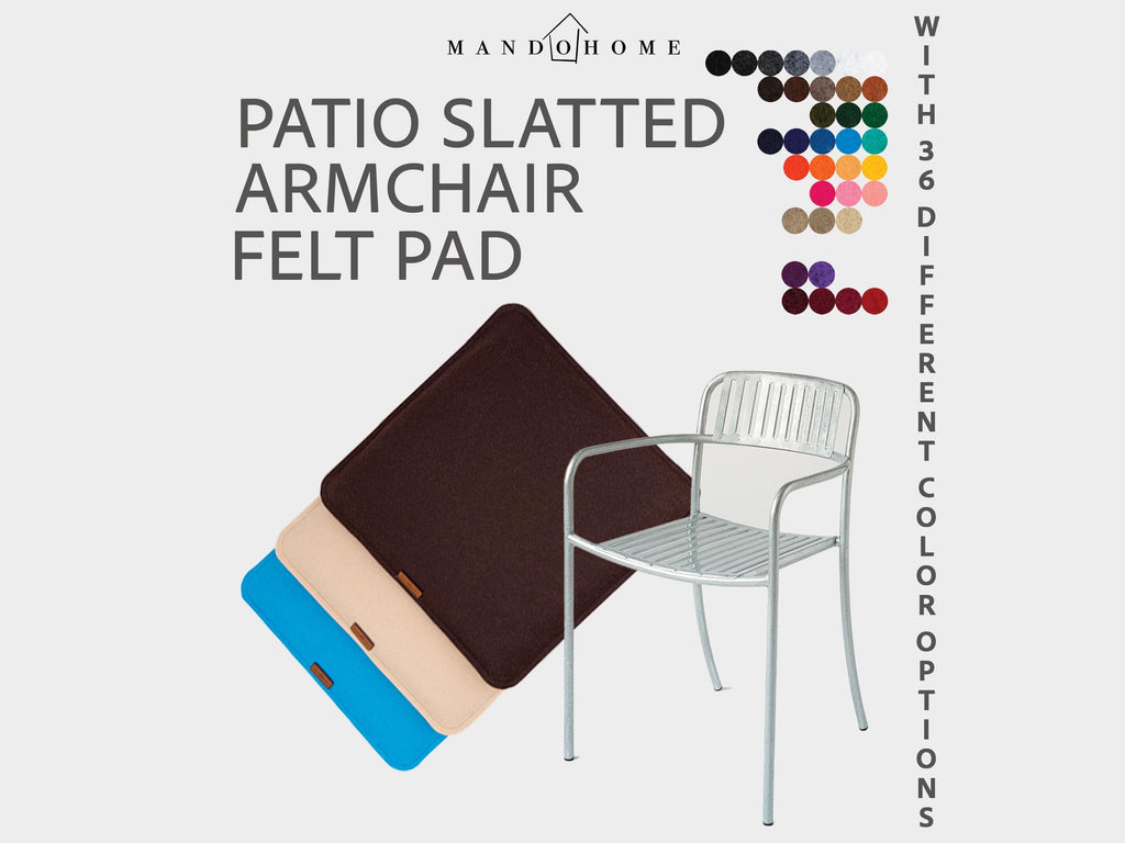 Patio Slatted Armchair Seat Cushion, Felt Chair Pad with Non Slip Option