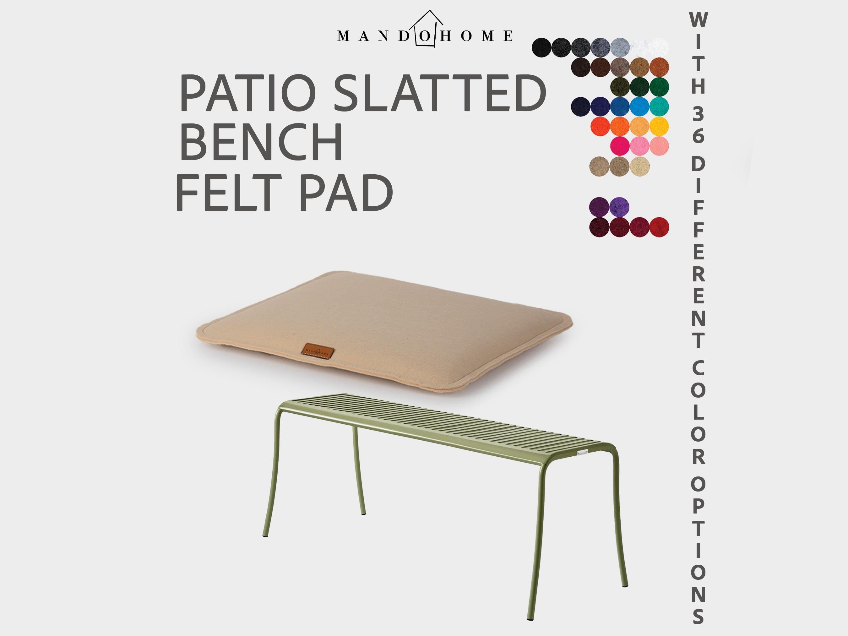 Custom Felt Patio Slatted Bench Cushion: 36 Colors, Haven Seat Pad