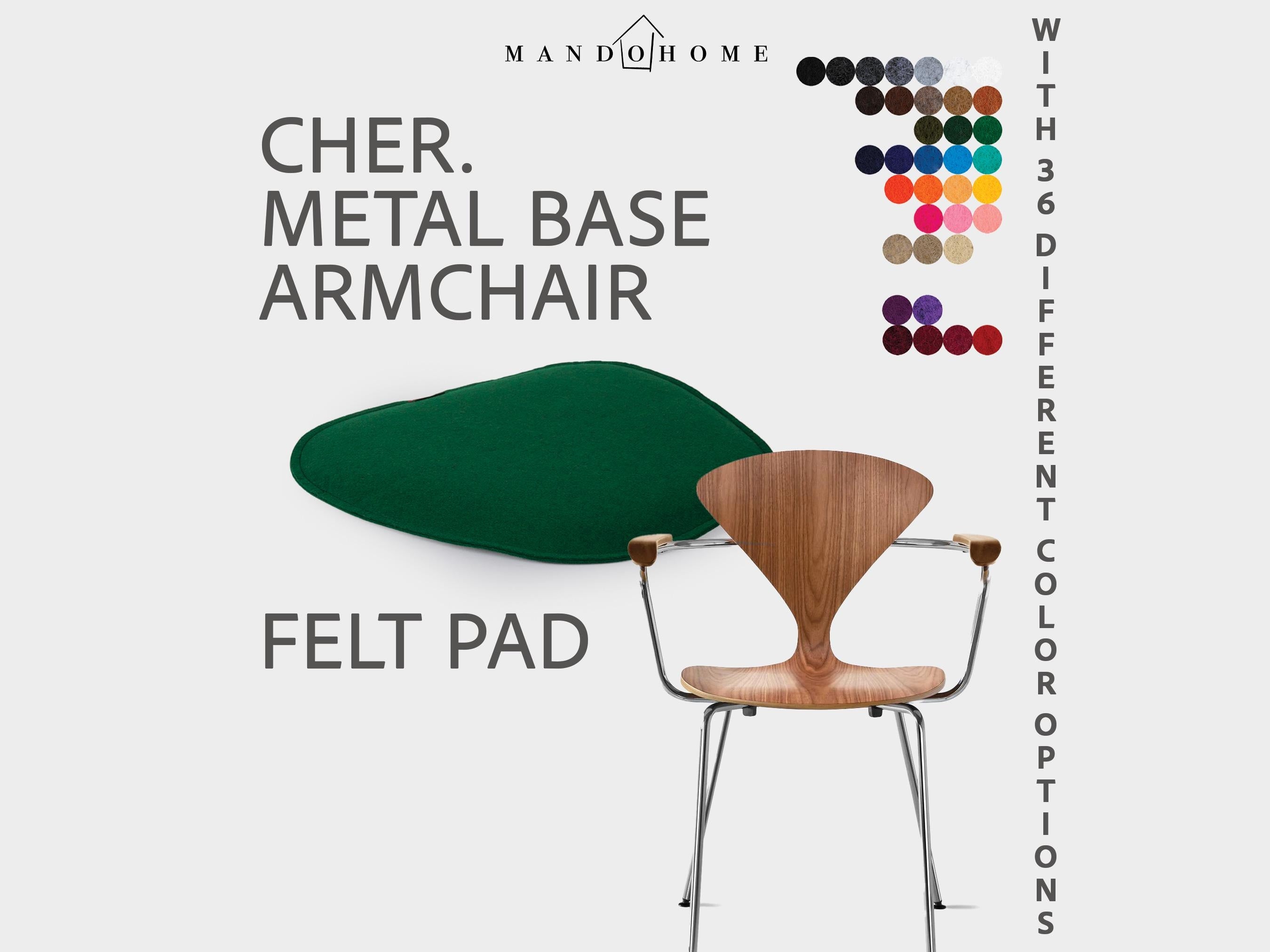 Cher. Metal Base Armchair Cushion – Felt Seat Pad with Non Slip