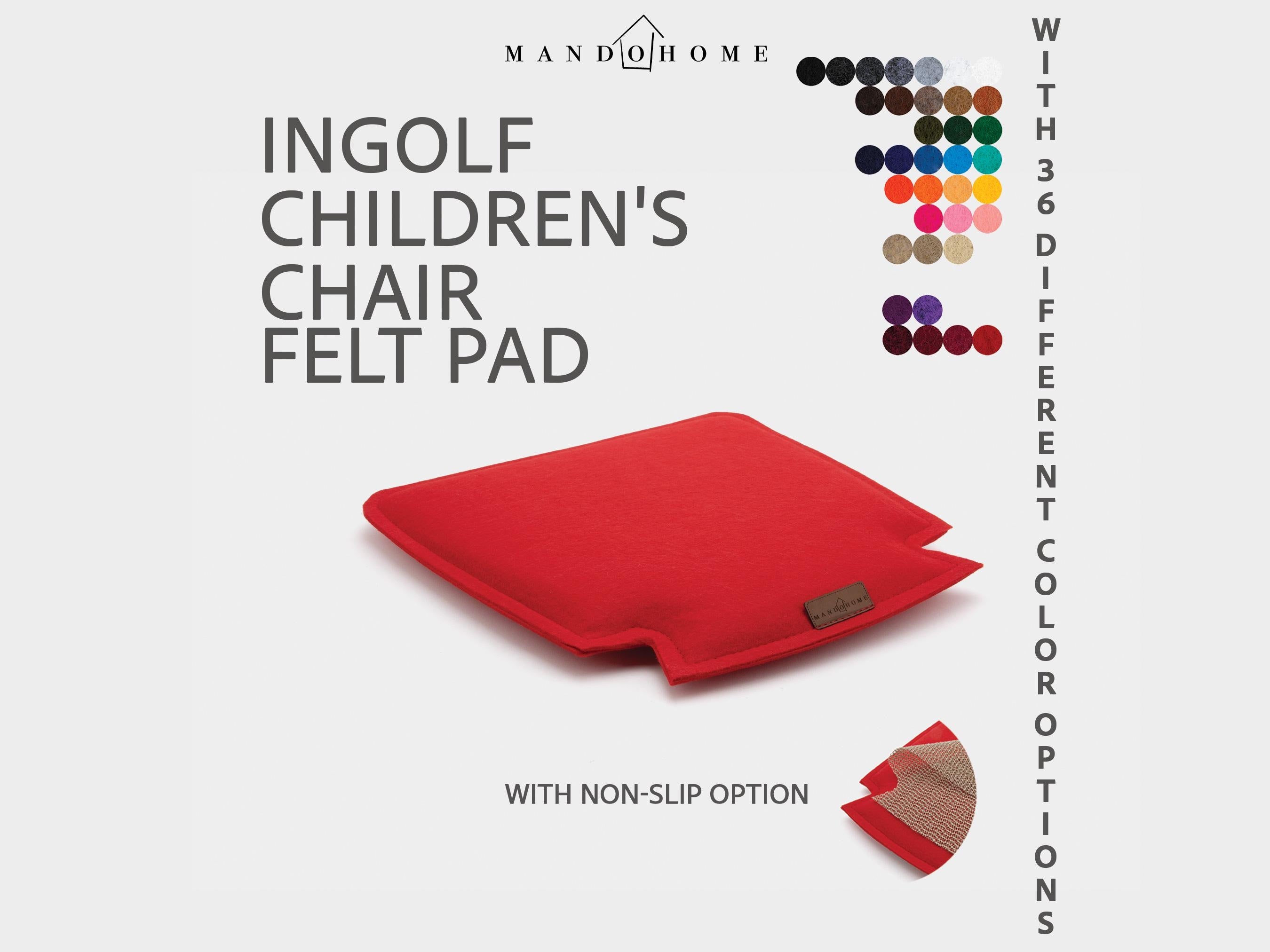 Ingolf Children's Chair Cushion, Felt Seat Pad with Non Slip Option