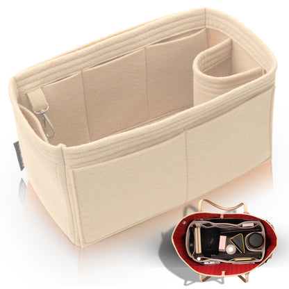 Purse Organizer Insert with 8 Pockets with Key Hook, 6 Sizes in Beige