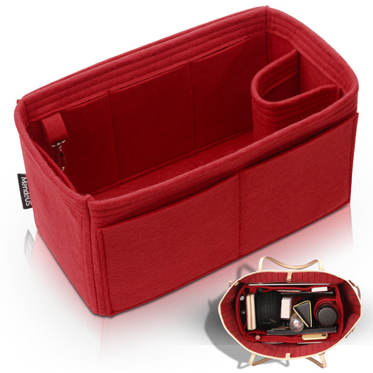 Purse Organizer Insert with 8 Pockets with Key Hook, 6 Sizes in Burgundy