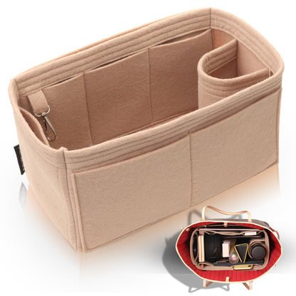 Purse Organizer Insert with 8 Pockets with Key Hook, 6 Sizes in Gold