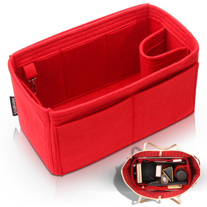 Purse Organizer Insert with 8 Pockets with Key Hook, 6 Sizes in Red